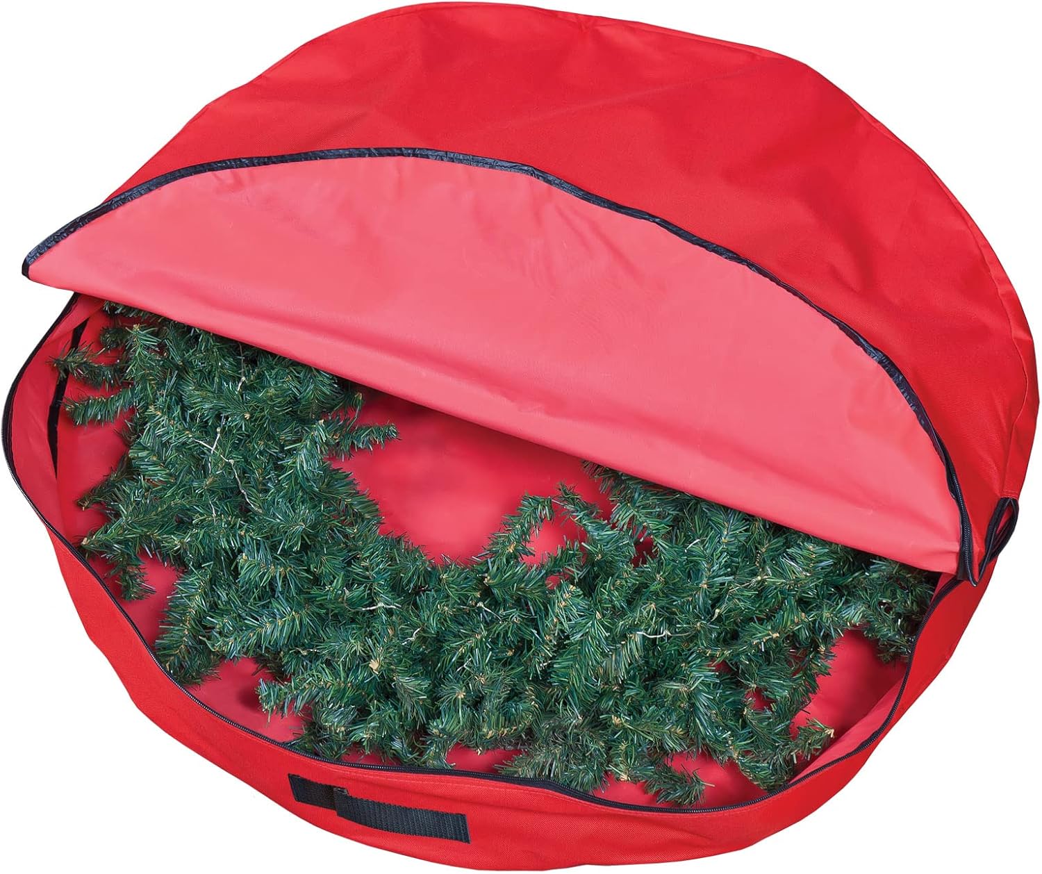 Simple Living Solution's 36" Christmas Wreath Storage Bag, Great for Storing Door Wreaths or Packing Supplies for College, Red