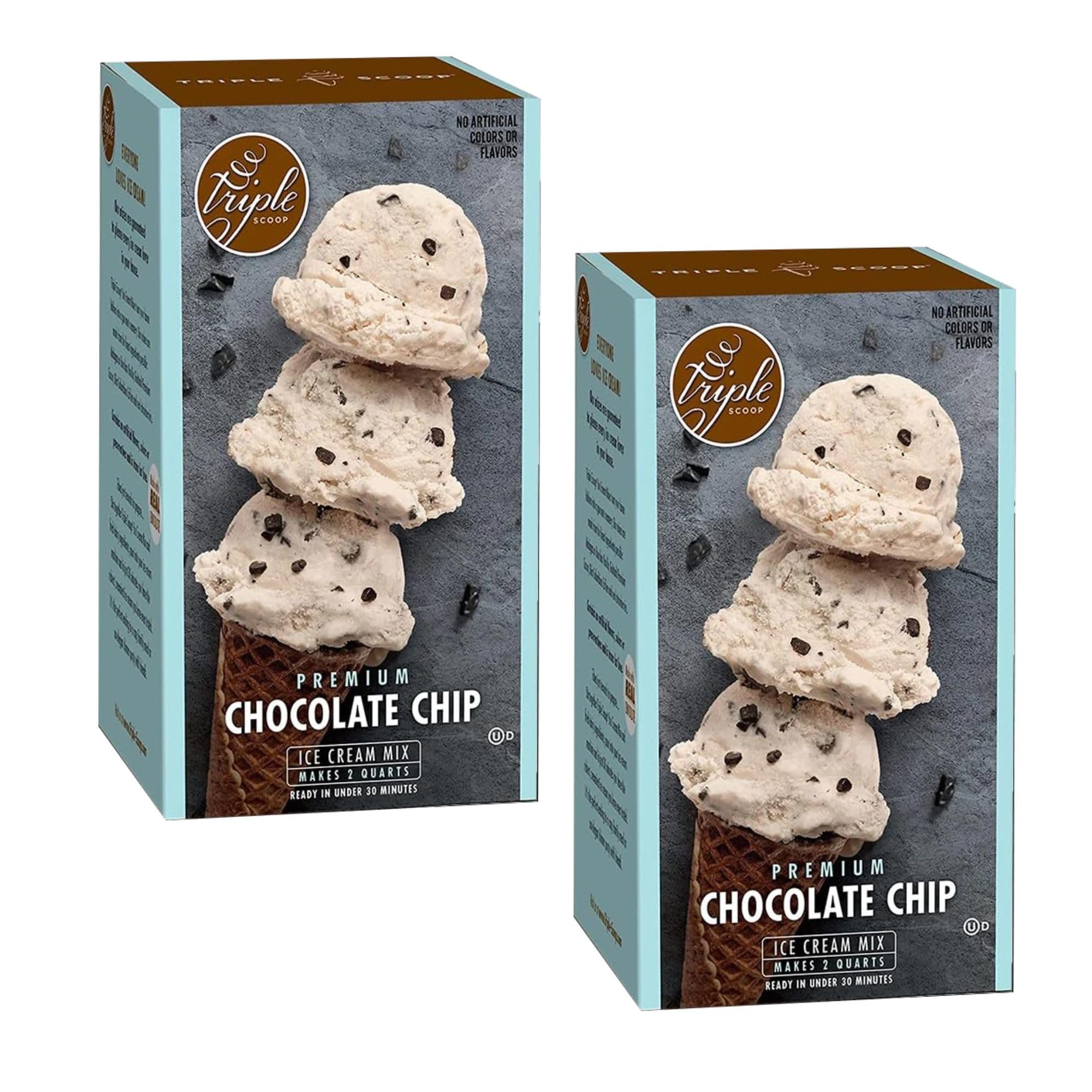 Triple Scoop - Premium Vanilla Choc Chip (2) Ice Cream Mix For Ice Cream Maker. Simple, Easy, Delicious. From Gourmet Mix To Maker in 5 Minutes, Makes