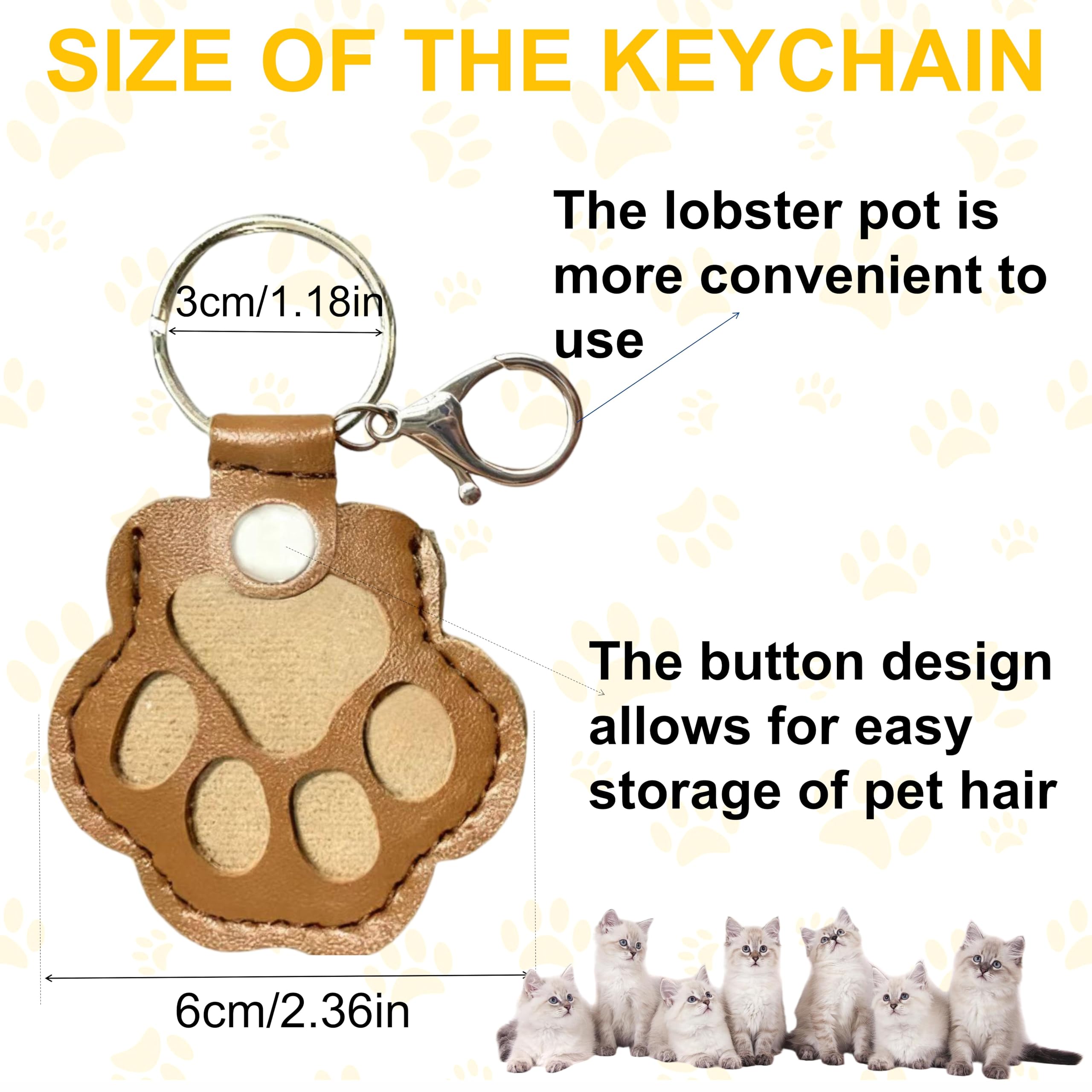 3 portachiavi per peli di cane, regali commemorativi per animali domestici, per borsa, zaino, portachiavi carino a forma di zampa di animale domestico, portachiavi unico da collezione