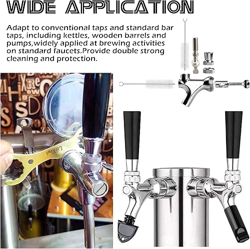 Miniatura 10 de Llave de cerveza para el hogar, con 6 tapones de cerveza, 6 tapas sanitarias para grifos de goma y 2 cepillos de limpieza largos para la mayoría de