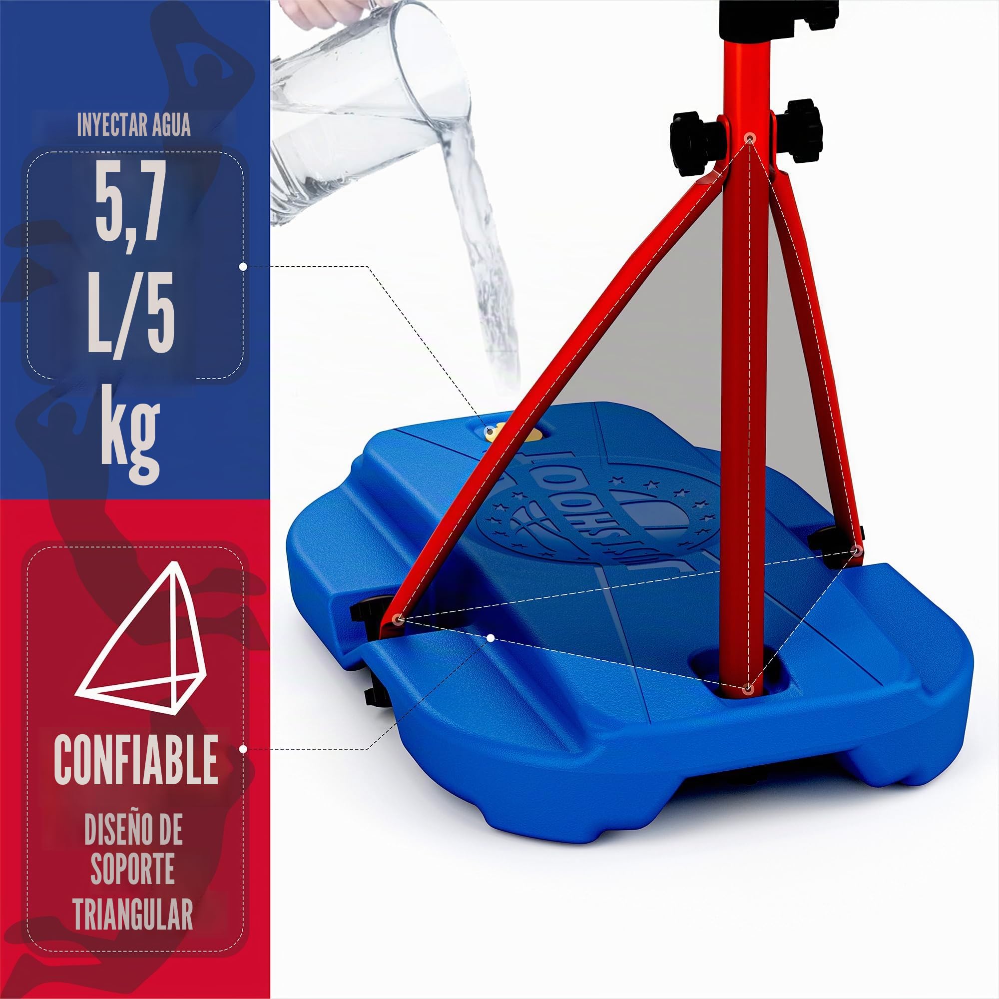 Canasta de Baloncesto Infantil, Altura Ajustable 110-190 cm, Interior y Exterior