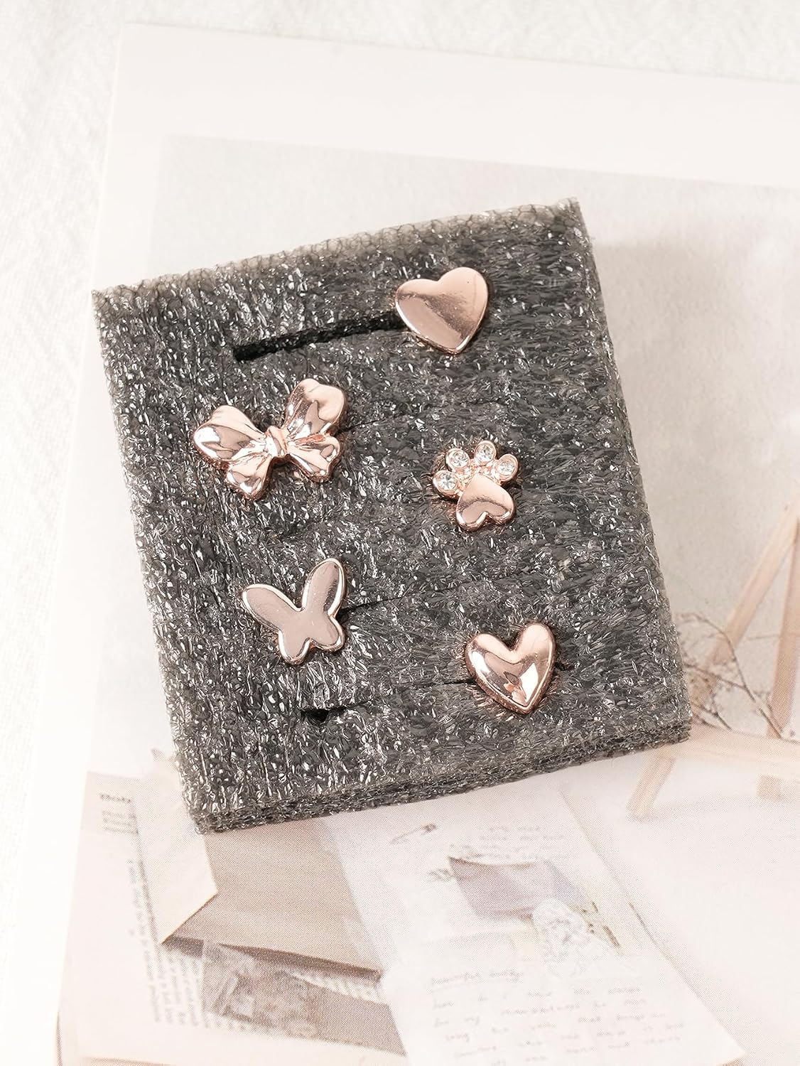 4/5 Pcs Charms Watch Strap Decoration, Dog Paw Print, Butterfly, Bow, and Heart Design Decorative Nail, Compatible with iWatch 38-49mm Series, for iWatch Series 10 9 8 7 6 5 4 3 2 1, No Band image 3