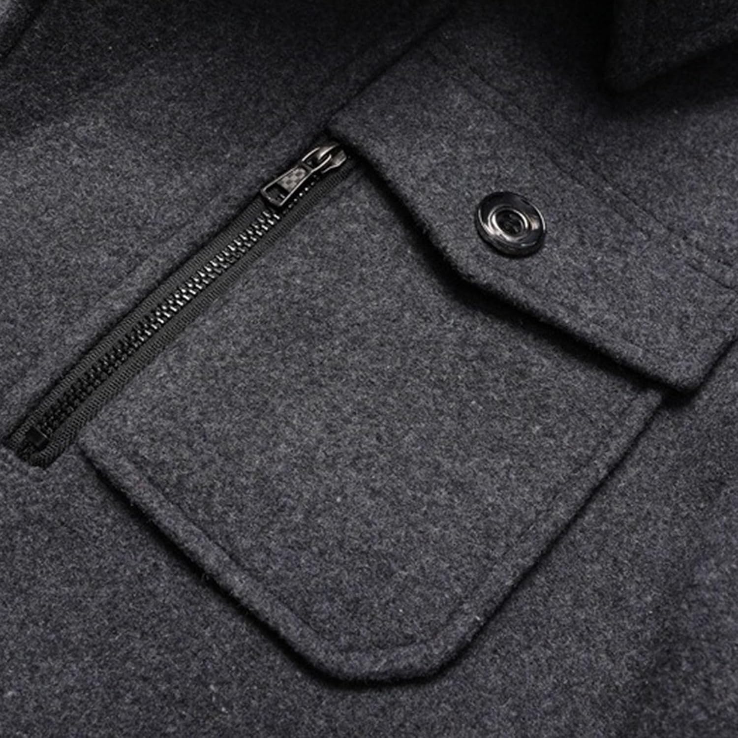 Maiyifu-GJ Men's Winter Warm Wool Blend Coat Slim Fit Single Breasted Quilted Lined Jacket Overcoat