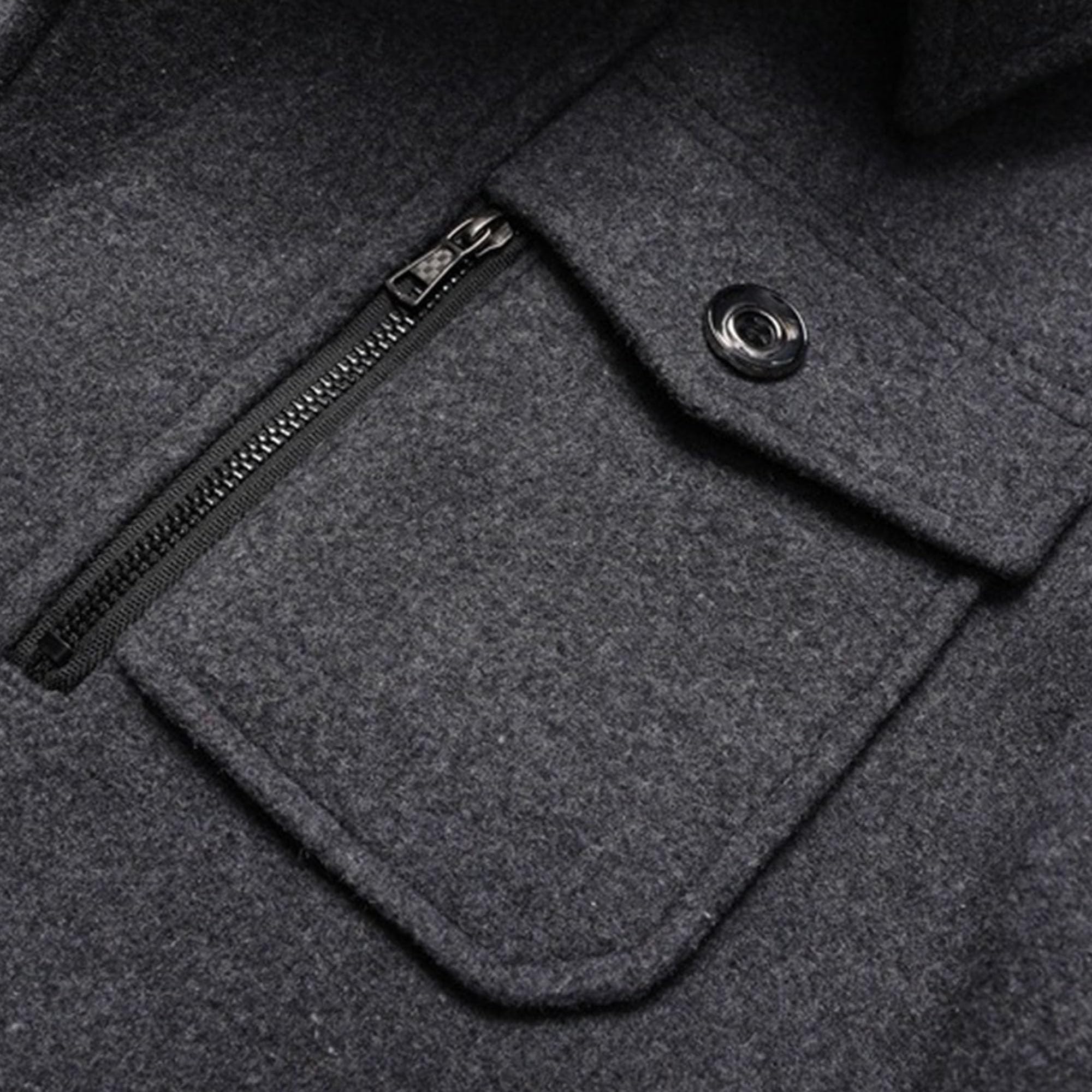 Cappotto lungo in lana da uomo, trench invernale da uomo, monopetto, business, con cerniera staccabile