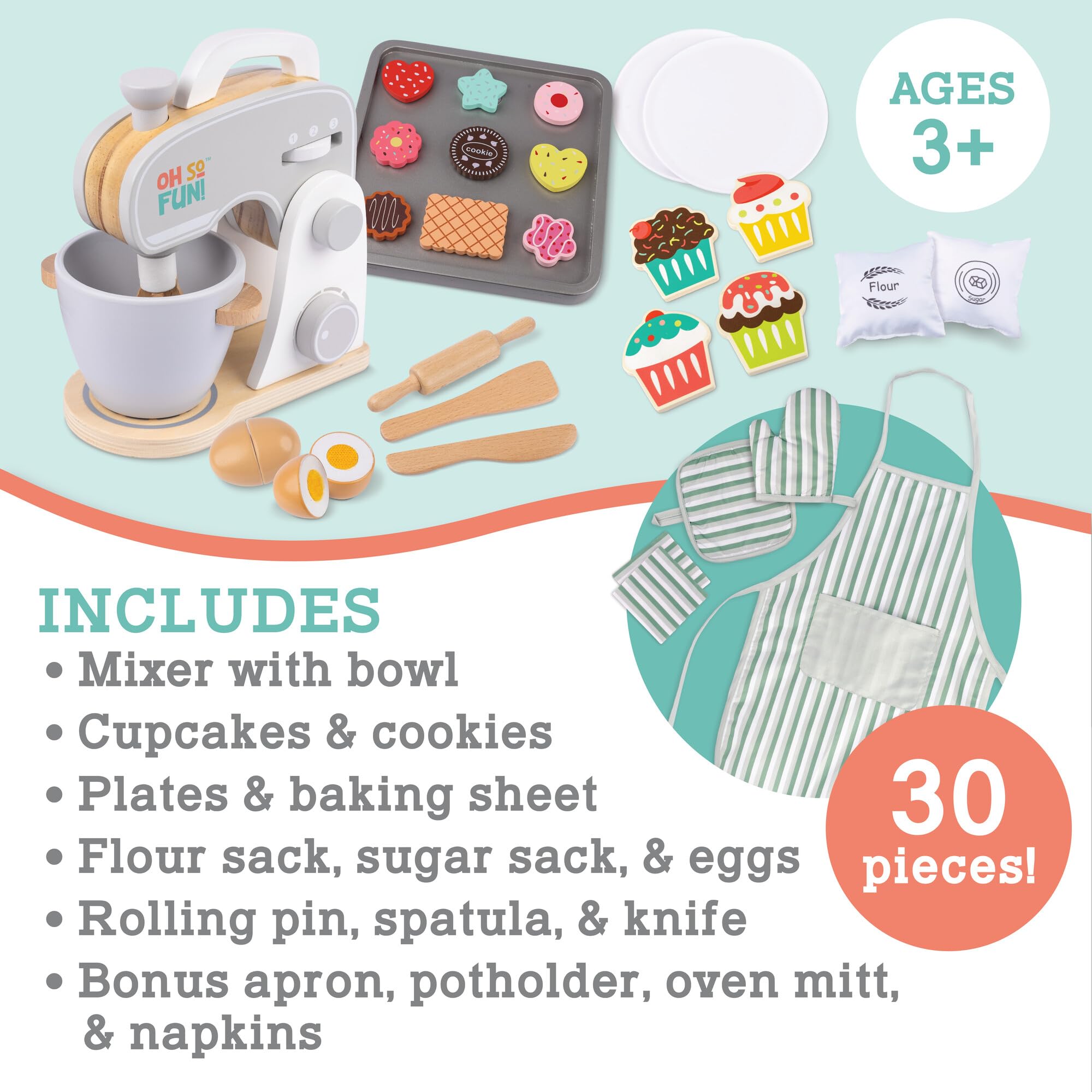 MindWare Oh So Fun! Cookies & Cakes Toy Baking Set for Kids - Ages 3 and Up