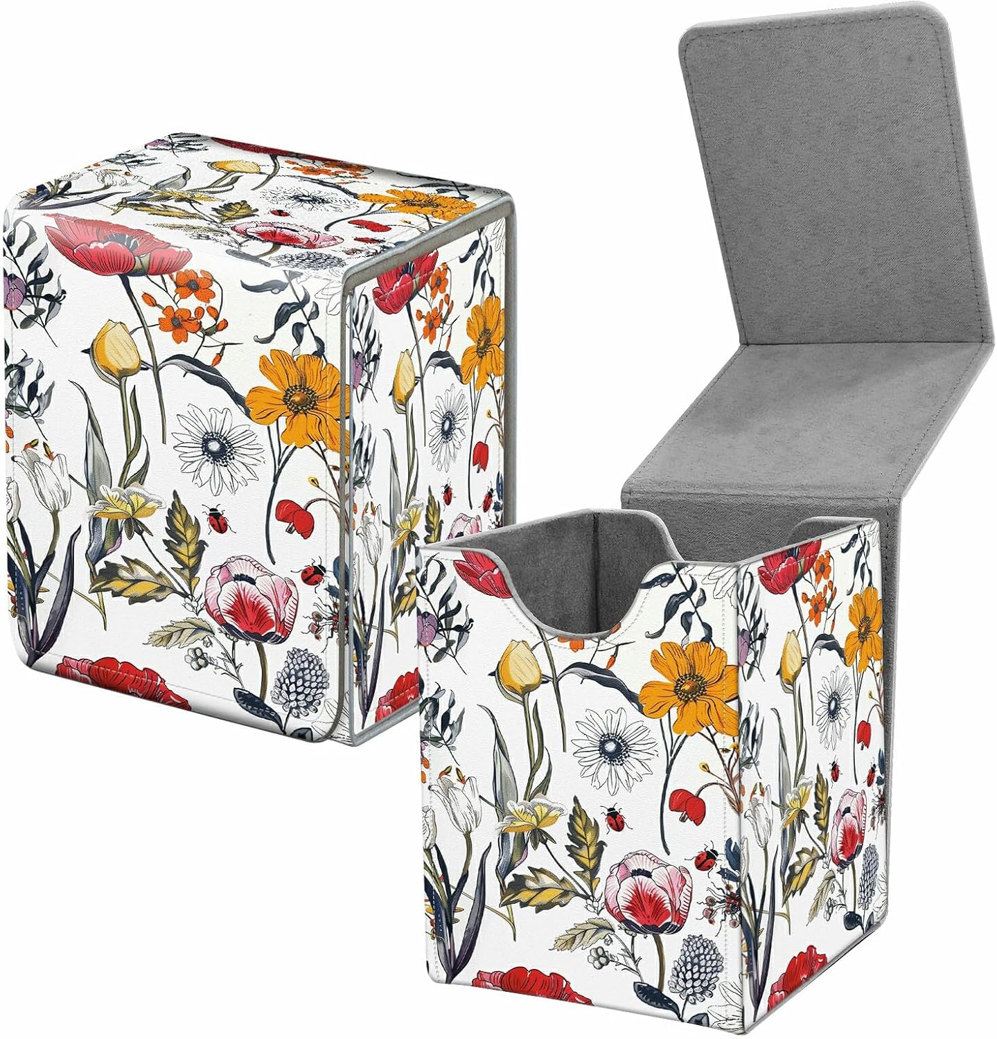 Card Deck Box for Trading Cards, MTG Commander Deck Box Fits 100+ Single Sleeved Cards, Leather Magnetic Card Storage Box for YuGiOh TCG CCG Cards, Pirate Ship