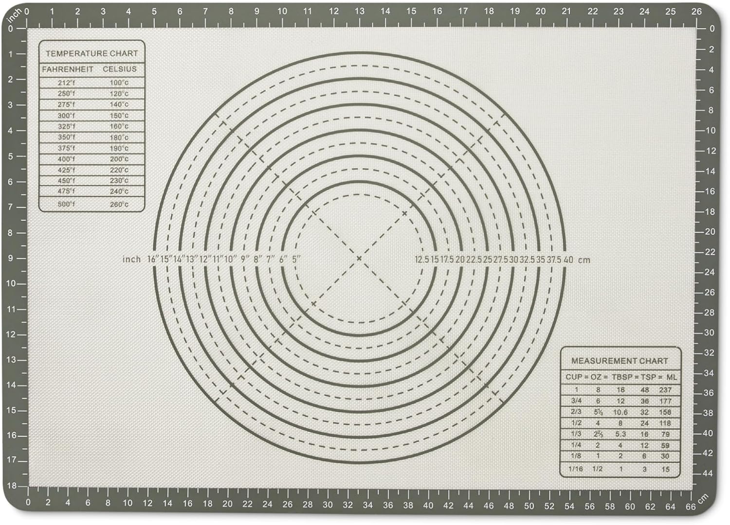 Amazon Basics Extra Large 28x20 Silicone Nonstick Baking Mat with Measurements - Oven Safe 480°F BPA-Free