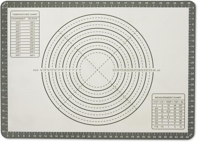 Amazon Basics Nonstick Silicone Pastry Baking Mat with Measurements, BPA-Free, Oven-Safe, Extra Large 71.1cm x 50.8cm
