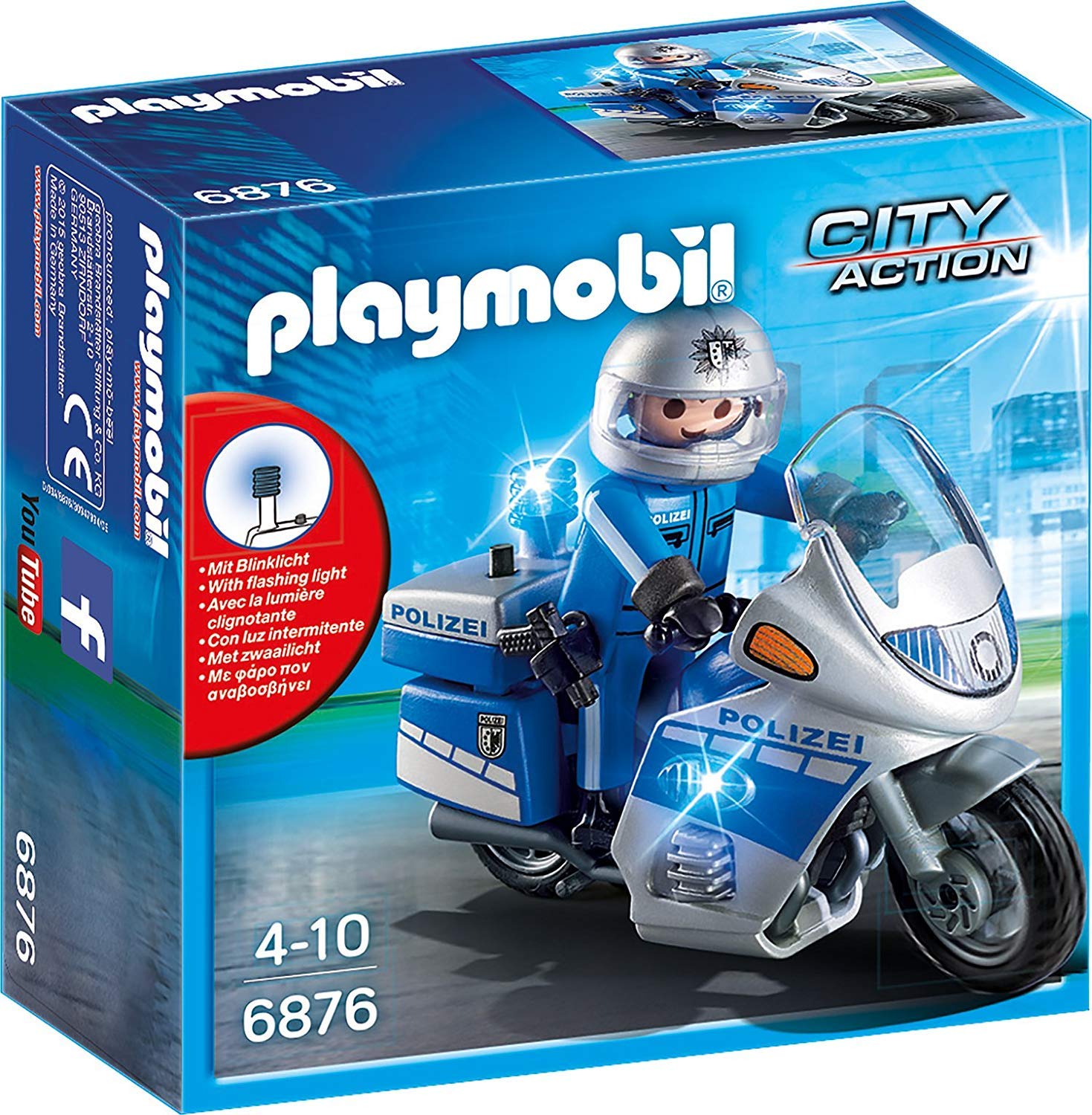 PLAYMOBIL City Action 6876 Motor policyjny ze światłem LED, od 4 lat
