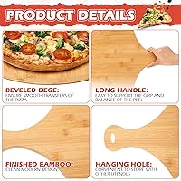 Vista 3 de Norme Juego de 6 piezas de cáscaras de pizza de bambú, paleta de madera para pizza con asa, tabla de cortar de madera, accesorio de horno
