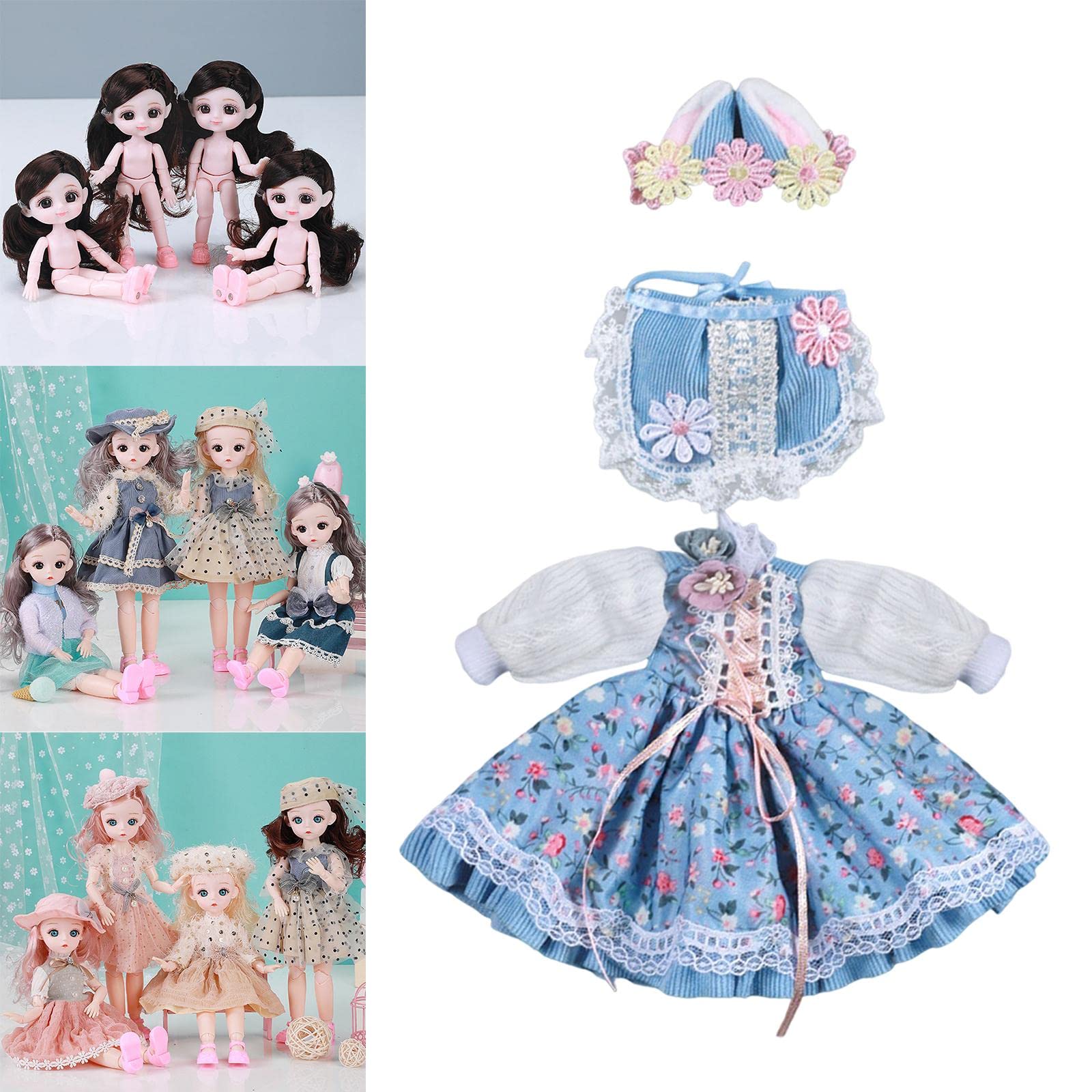 Juego de 10 conjuntos de ropa de muñeca de vestir trajes colecciones de moda para muñeca bebé de 30 cm azul manga larga