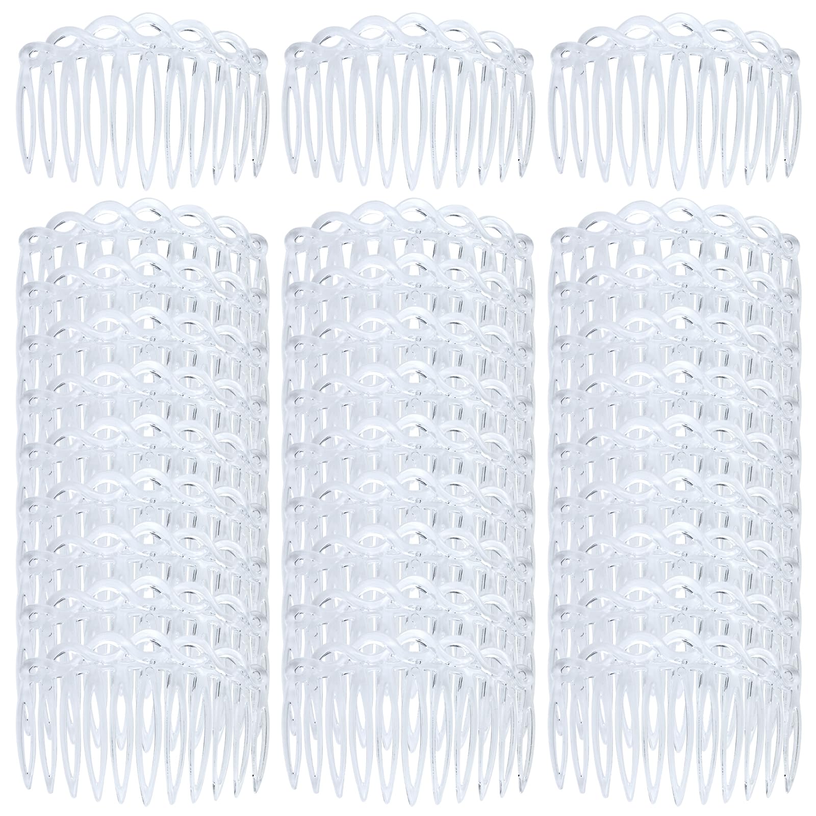 Cinaci 30 Pieces Clear White French Twist Water Wave Plastic Hair Side Combs Slides with 11 Teeth Wedding Brides Veil Combs Hair Accessories for Women Girls Clear White-30 Pack