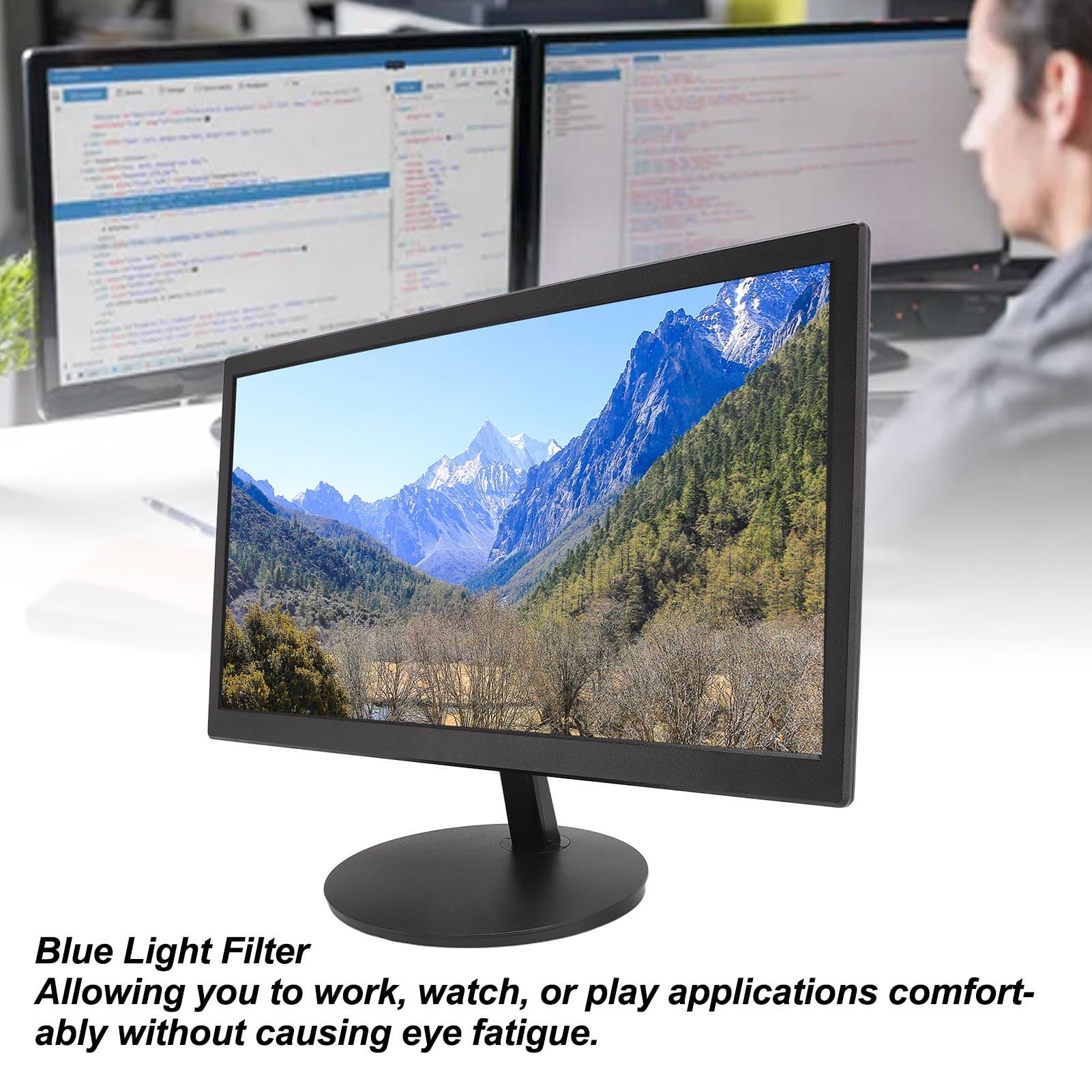SENECESLI Monitor LED, 20-calowy Ultracienki Monitor Stacjonarny 1600x900 60 Hz z portami HDMI VGA, mocowaniem VESA 75 * 75mm do komputerów stacjonarnych, laptopów i gier biurowych (wtyczka UE)