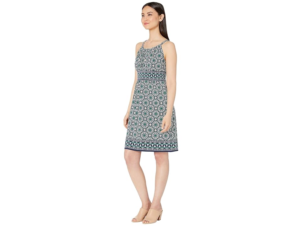 

MAXSTUDIO Sleeveless Border Printed Matte Jersey Dress (Navy/Kelly Medium Pinwheel Medallion Panel) Women's Dress, Green