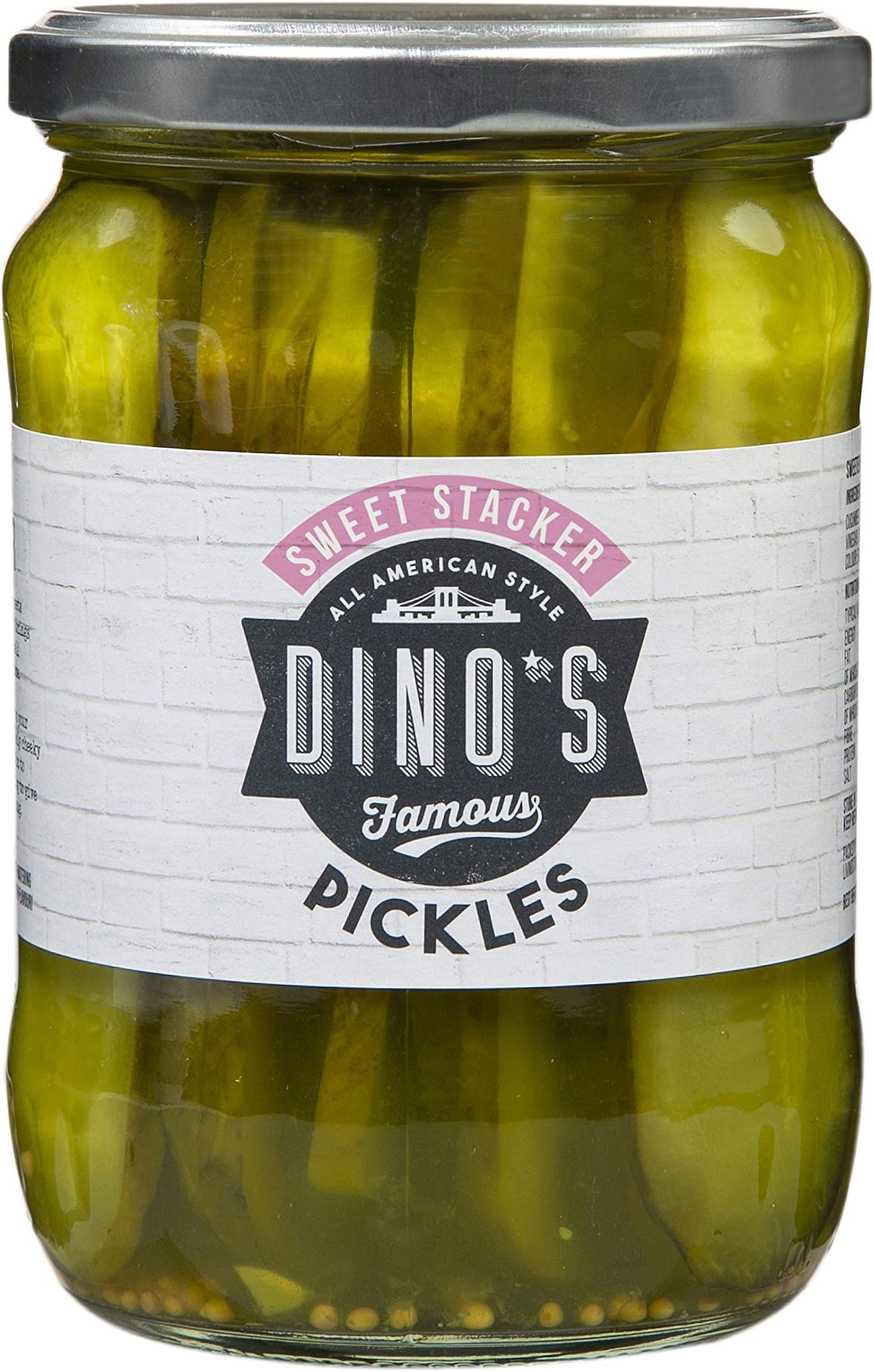 Dino's Famous All American Style Sweet Stacker Pickles Crunchy & Tangy Pickles Ideal For Burgers Sandwiches & Snacking 530 g Jar (Pack of 1)