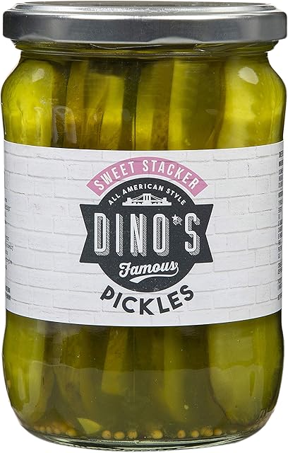 Dino's Famous Hot Dogs Sweet Stacker Pickles 530g, Pack of 1