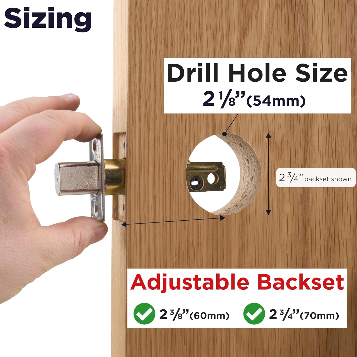 Commercial Grade Vacant Occupied Bathroom Lock Deadbolt for Restaurants, Hotels, Offices, Adjustable Backset (Silver)