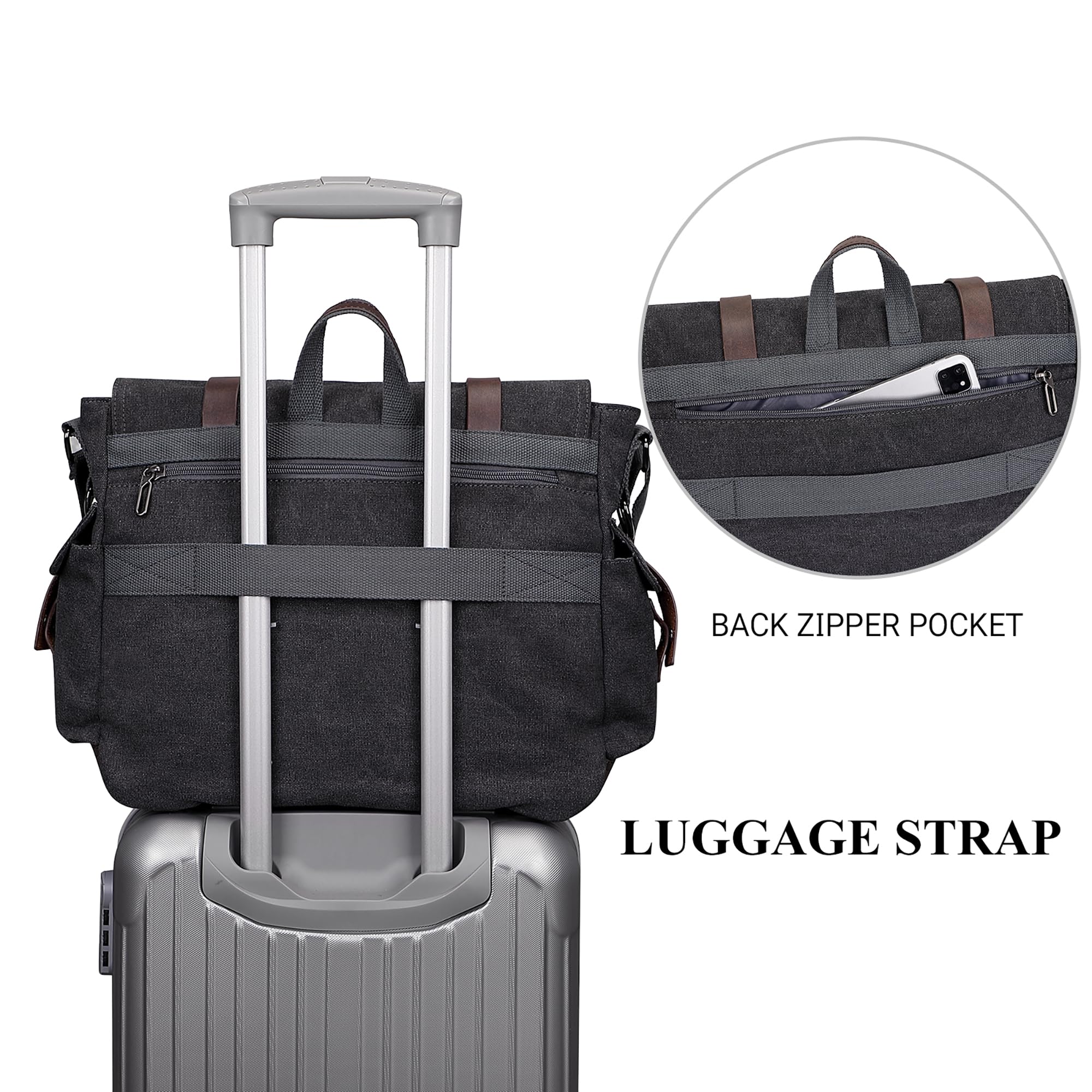 WITZMAN Canvas Messenger Bag Herren Männer Groß Vintage Tasche Umhängetasche 17 Zoll Laptop Crossbody Shoulder Bag