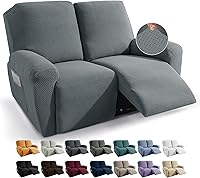Vista 11 de JIVINER Fundas de sofá reclinable de 8 piezas, fundas elásticas de jacquard para sofá reclinable, fundas para sala de estar, protector suave de 3