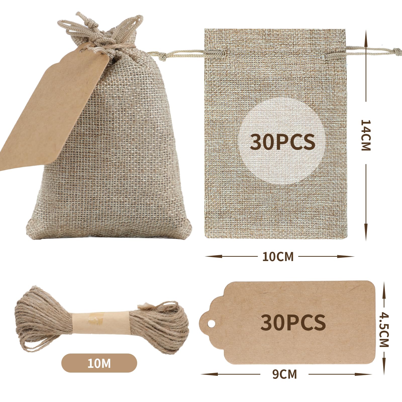 30 Sacchetti In Lino Con Coulisse 14x10cm - Per Bomboniere, Regali, Matrimoni E Feste - Foto 3