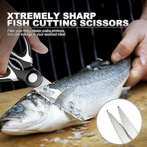 Miniatura 3 de Tijeras de cocina, incluye tijeras de mariscos, tijeras de cocina para el hogar, tijeras de barbacoa para aves de corral, tijeras de cocina de