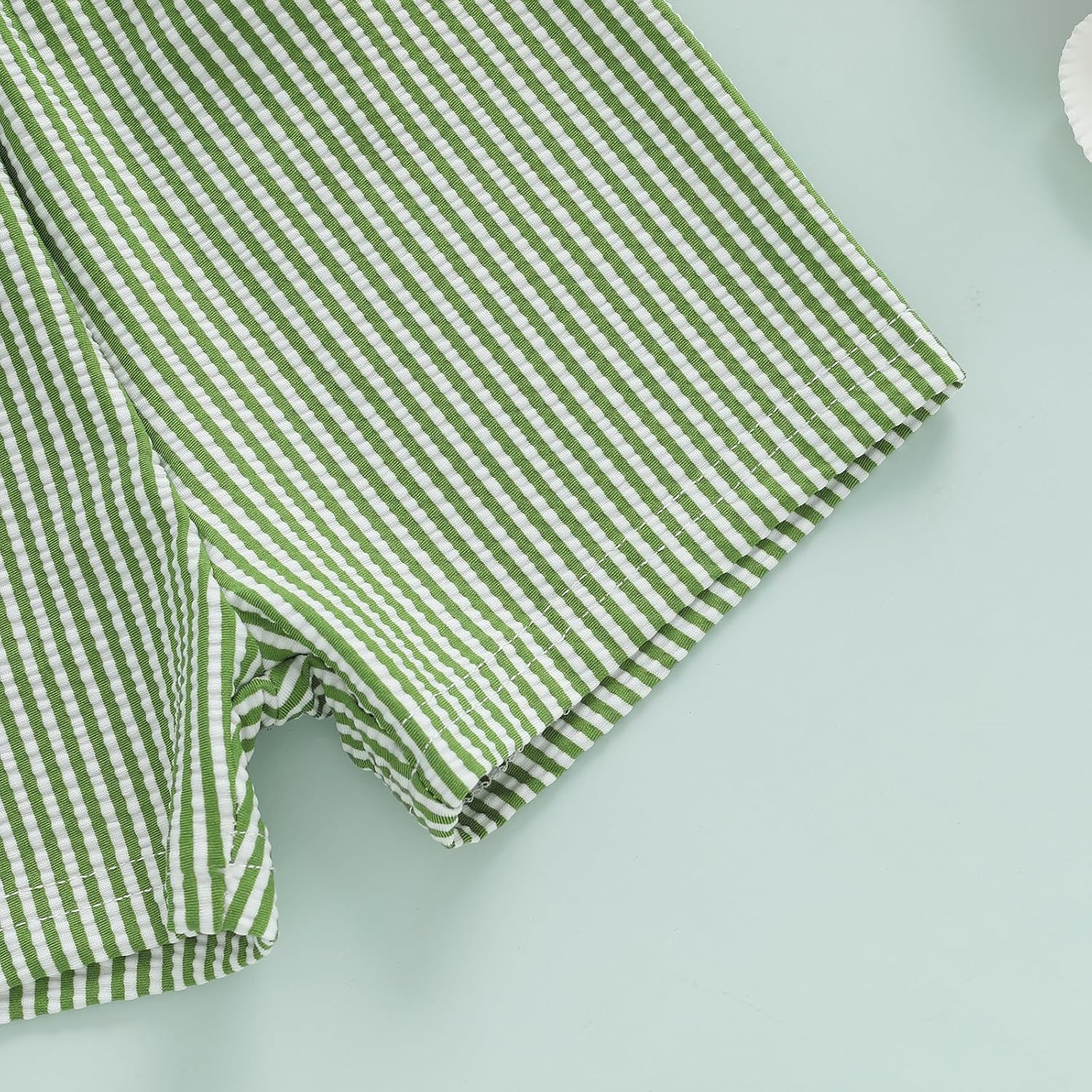 Toddler Baby Boys Seersucker Long Sleeve Swimsuit Trunks Bathing Suit Swimwear with Hat 3Pcs Rash Guard Set - Image 6