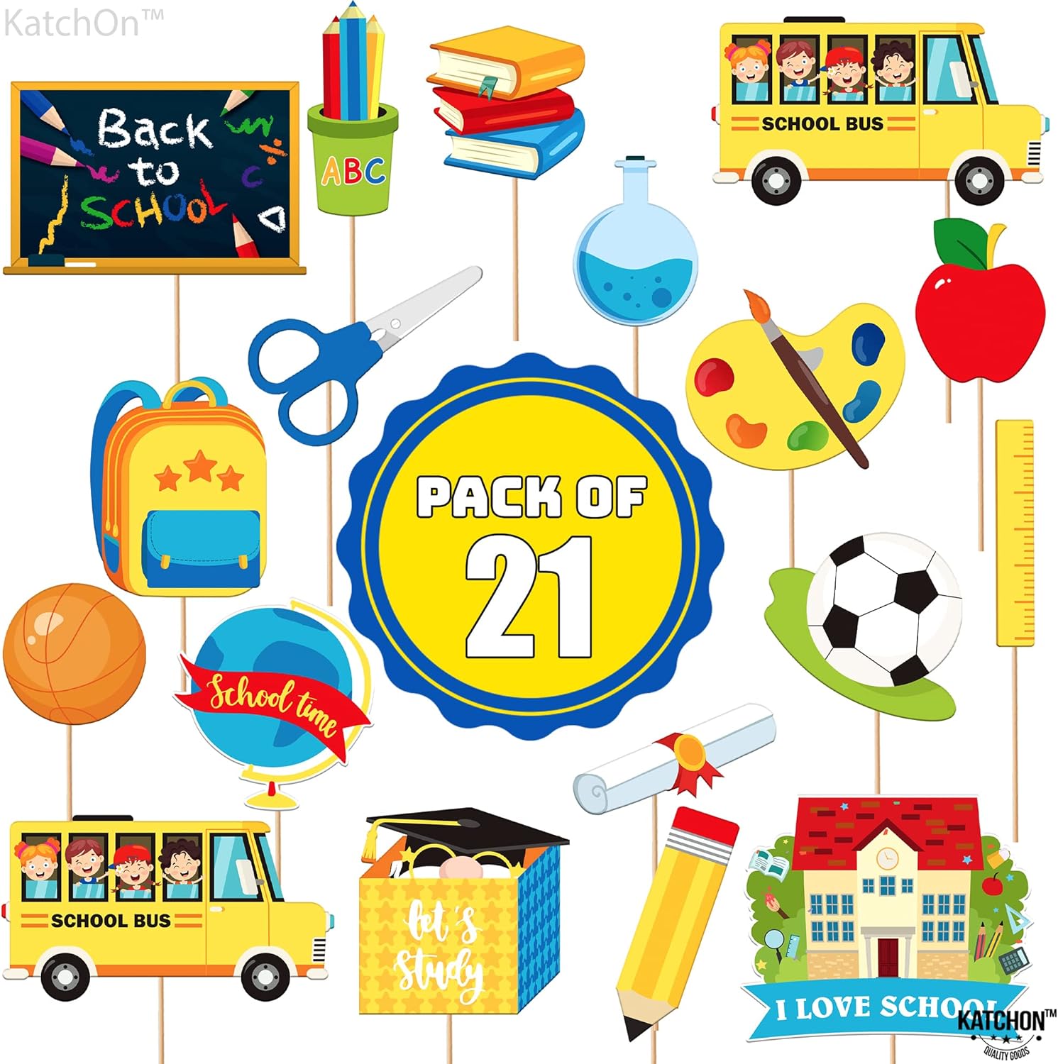 KatchOn, Colorful Back to School Photo Booth Props - Huge Pack of 21 - School Photo Props | Welcome Back to School Decorations | First Day of School Photo Props | Classroom Decor