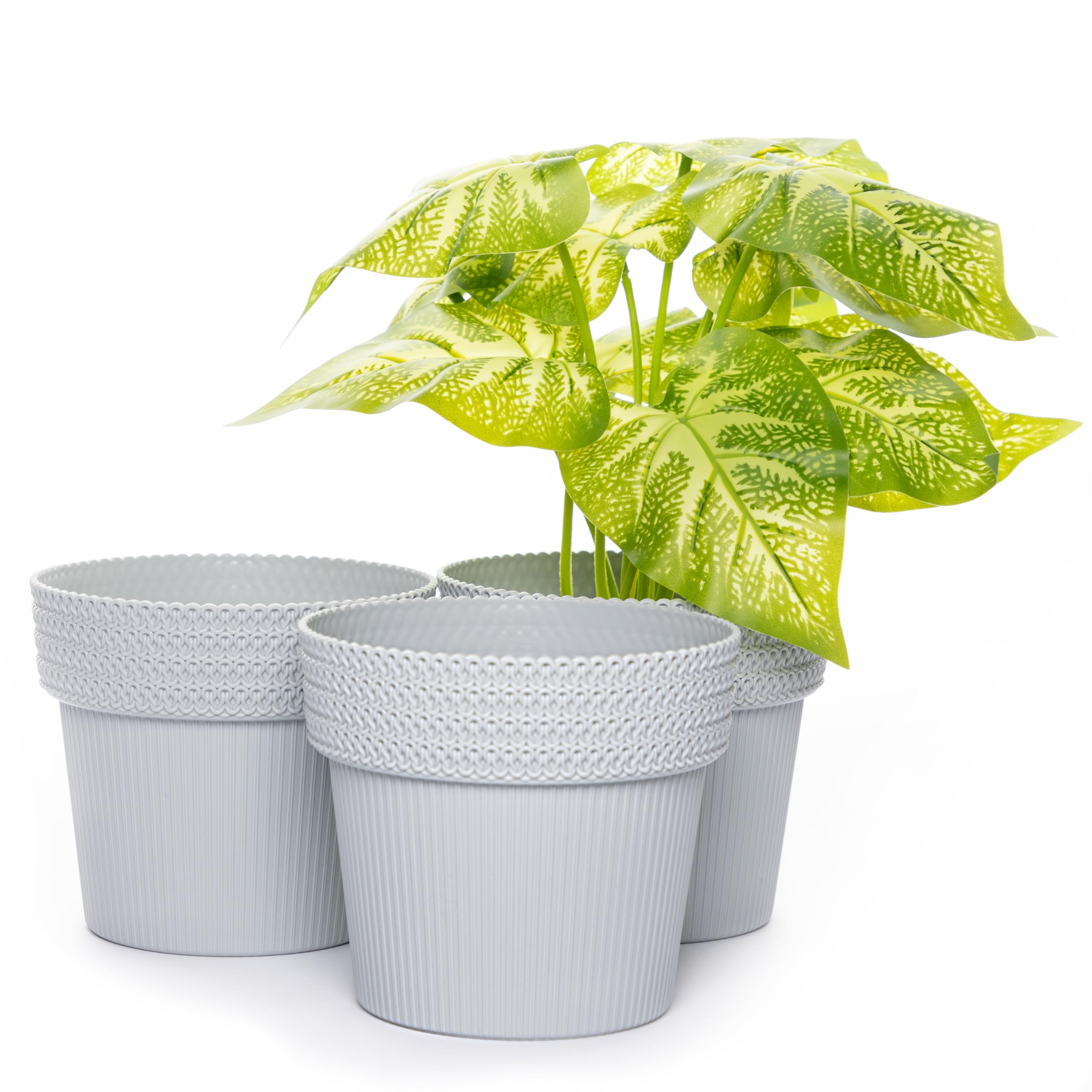 Home Garden Ornaments Plant Pots Indoor – Indoor Plant Pot for Home and Garden, Decorative Pola Flower Pots Set of 3 (Diameter: 14.5cm, Grey)