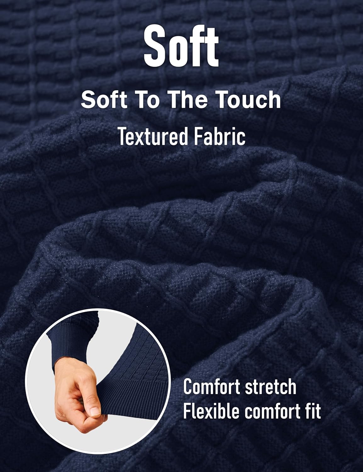 MAGCOMSEN Men's Sweaters 1/4 Zip Knit Waffle Textured Pullover for Fall Winter Warm Soft Sweater - Image 5