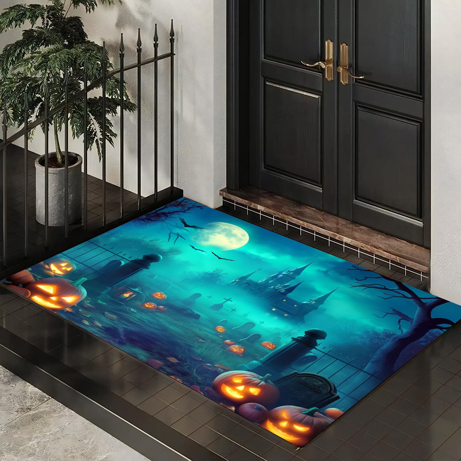 Paillasson Intérieur Antidérapant Tapis Entrée Absorbant Citrouilles Lavable