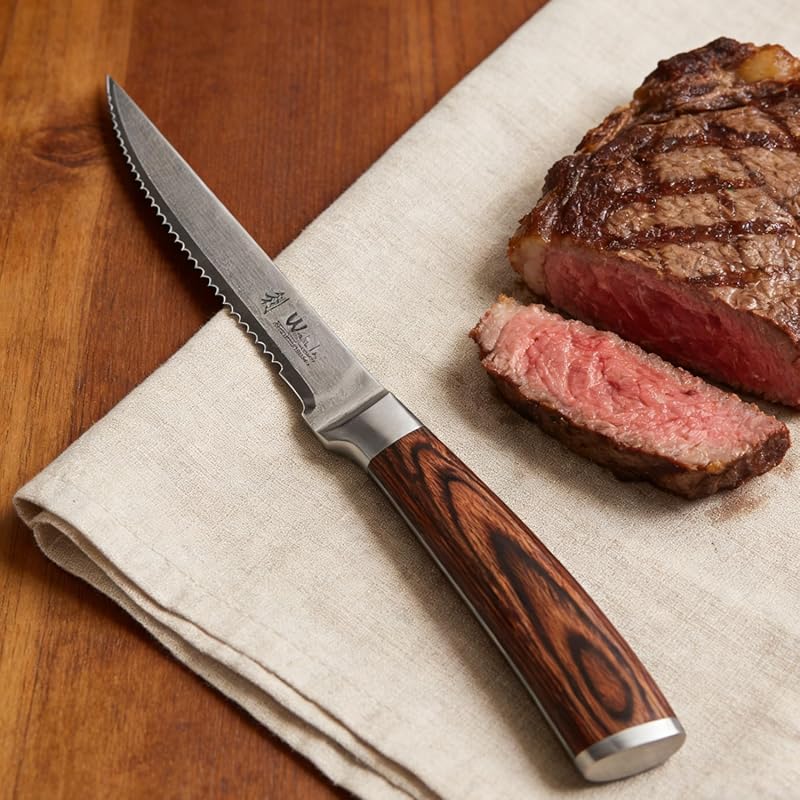 Wakoli EDIB 4-Piece Damascus Steak Knife Set – Professional Dining Kitchen Knives with VG10 Core Blades, 67-Layer Damascus Steel & Ergonomic Pakkawood Handles – Premium Steak Cutlery in Gift Box 4pcs-Damascus Steak Knife set