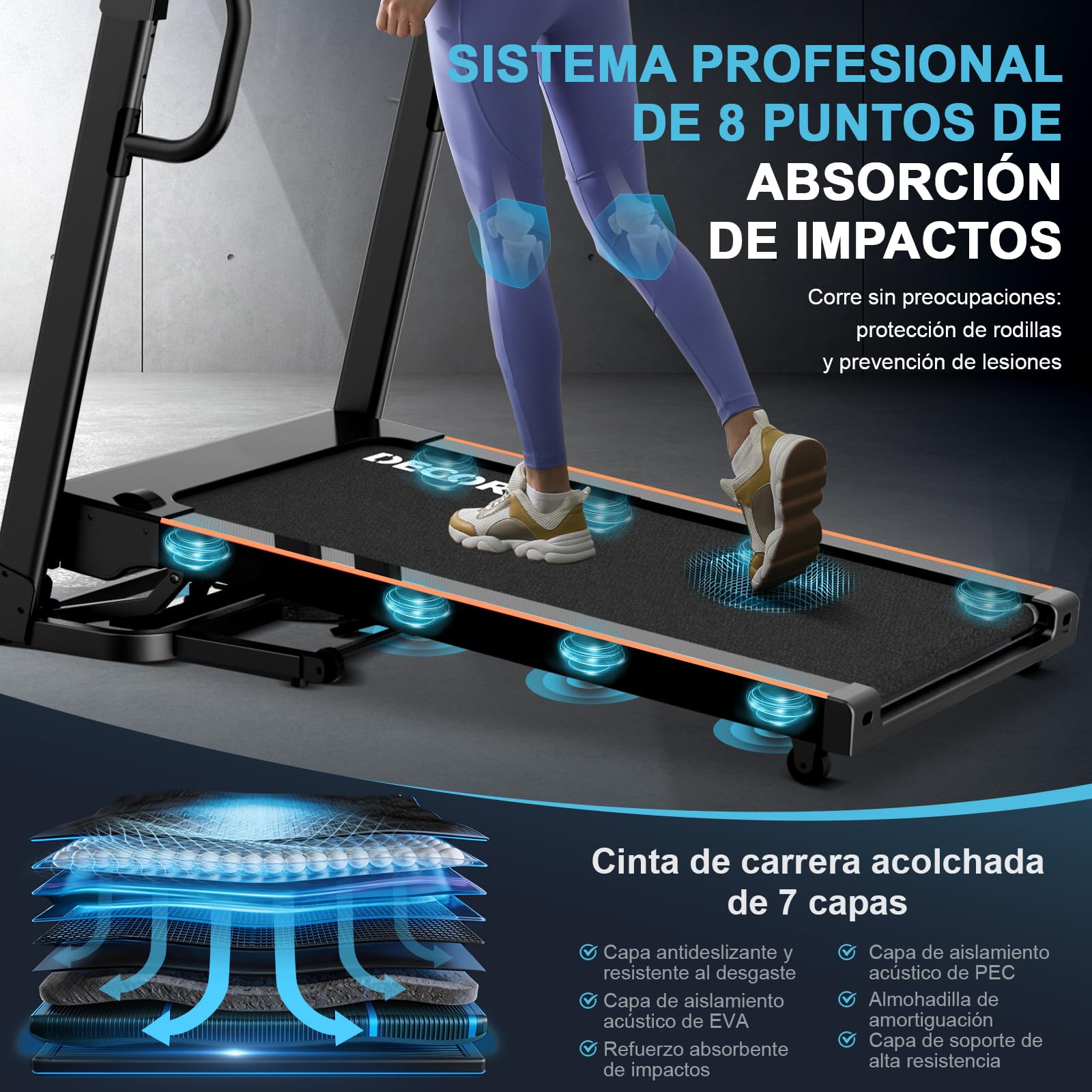 Cinta de Correr Plegable Profesional con App, Motor 4.5CV 16 km/h, Inclinación Automática 20 Niveles, Máquina de Correr para Gimnasio en Casa, Carga 150 kg, Bluetooth, Silenciosa, Pantalla LED