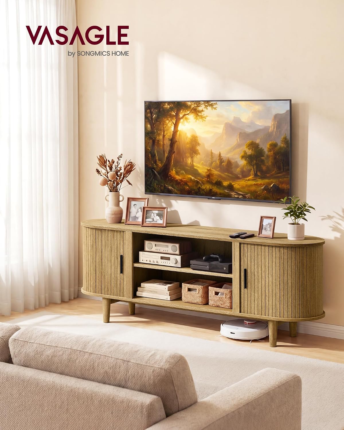 VASAGLE 58 Inch TV Stand, Mid Century Entertainment Center with Storage 3 8166fIspAwL. AC SL1500