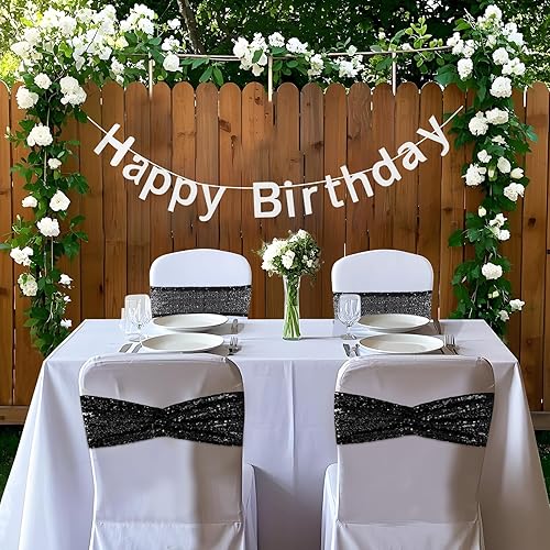 Miniatura 9 de Eternal Beauty Paquete de 50 bandas para silla, color rosa fucsia, para decoración de sillas plegables para el día de la boda