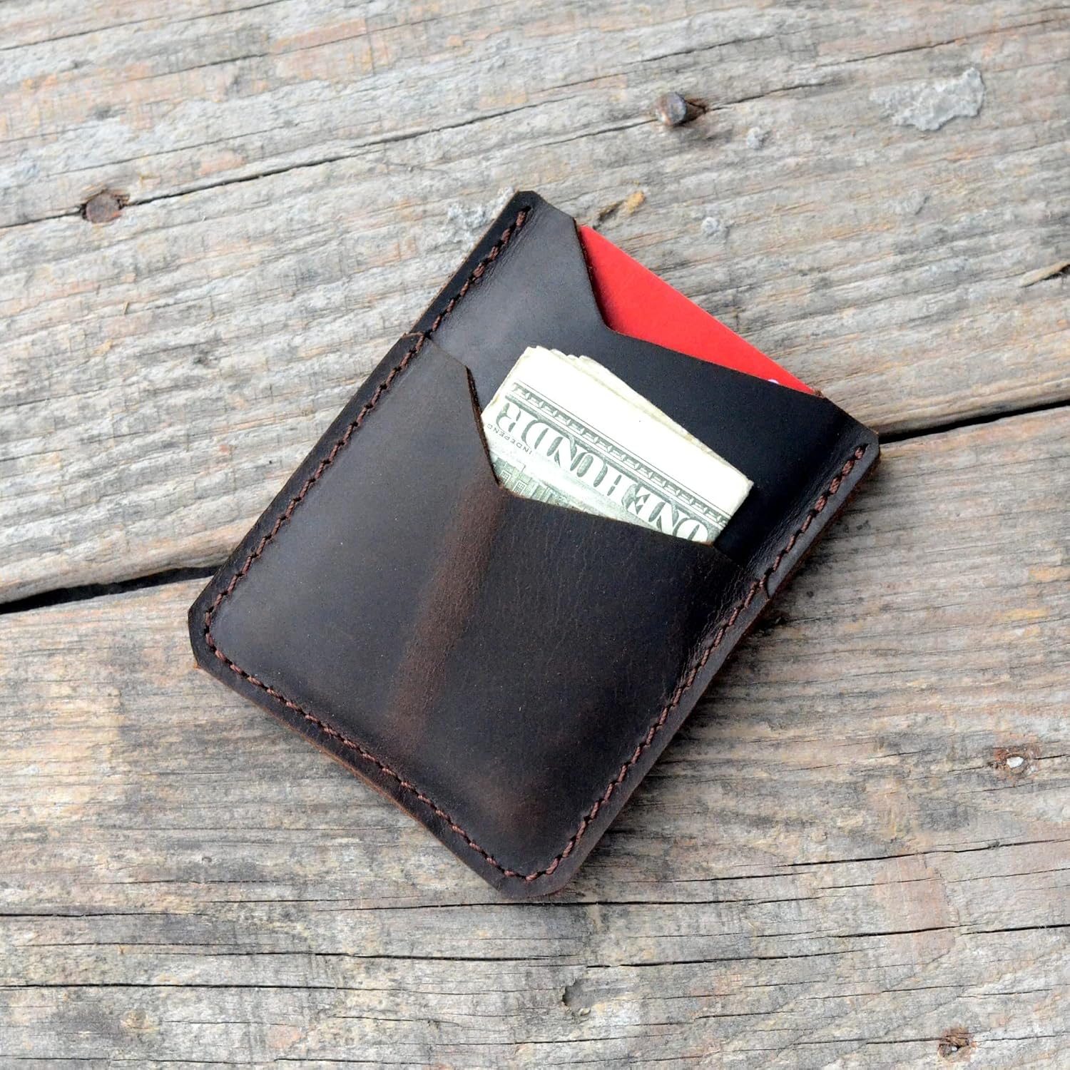 JJNUSA Front Pocket Card Case Slim Wallet Card Holder for Men & Women Minimalist Leather Wallet Card Holder Distressed Gifts