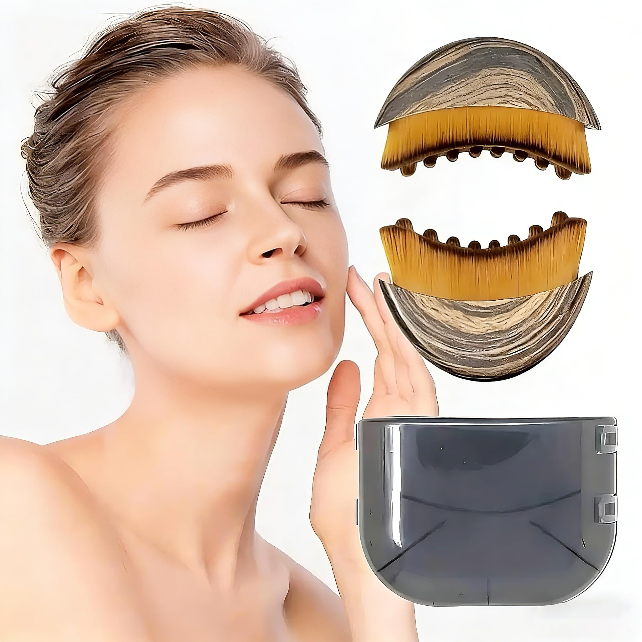 Lymphatic Contour Face Brush, Manual Lymphatic Drainage Massager for Face Neck, Soft Hypoallergenic Bristles Facial Brush, Anti-Puffiness Detox Skin Lift, Chin & Jawline Sculpting, Improves Skin Glow