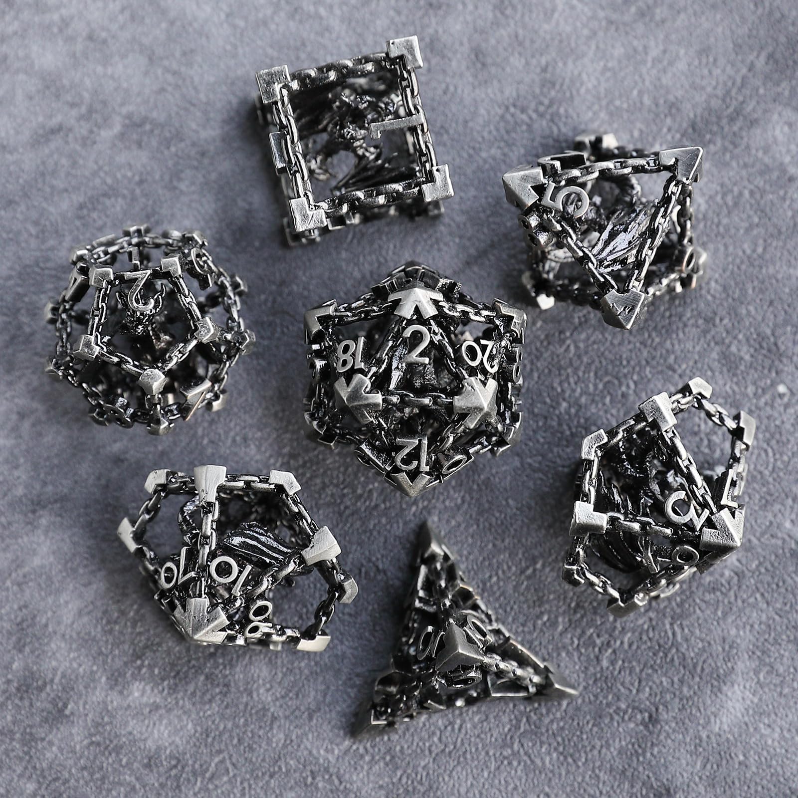 Metal DND Dice Set 7 Hollow 3D Dragon DND Dice Polyhedral Dice D20 D12 D10 D% D8 D6 D4 for Dungeons & Dragons RPG Board Table Games RPG MTG Games - Image 3
