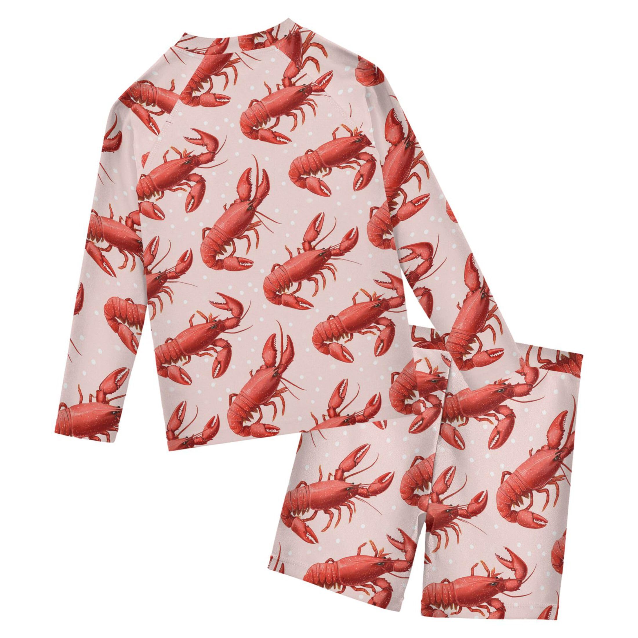 Red Lobsters Toddler and Baby Boys' 2-Piece Swimsuit Trunk, Long Sleeve Rashguard Bathing Suit B0405150