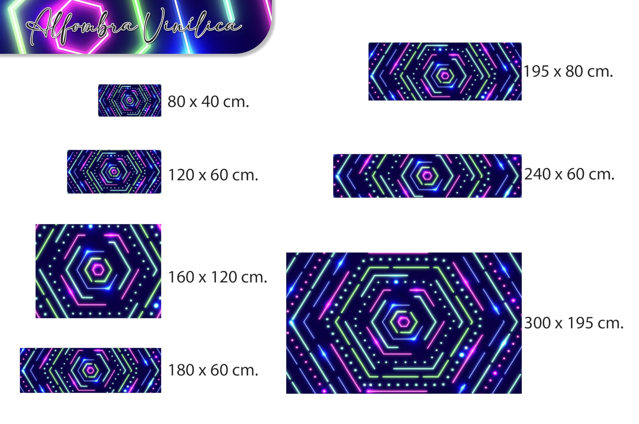 Alfombra Gamer Vinilo blando resistente al desgaste | Hexa 160x120 cm | Lavable antideslizante para habitacion juvenil Gaming Cocina Pasillo terraza exterior diseños originales o personalizados