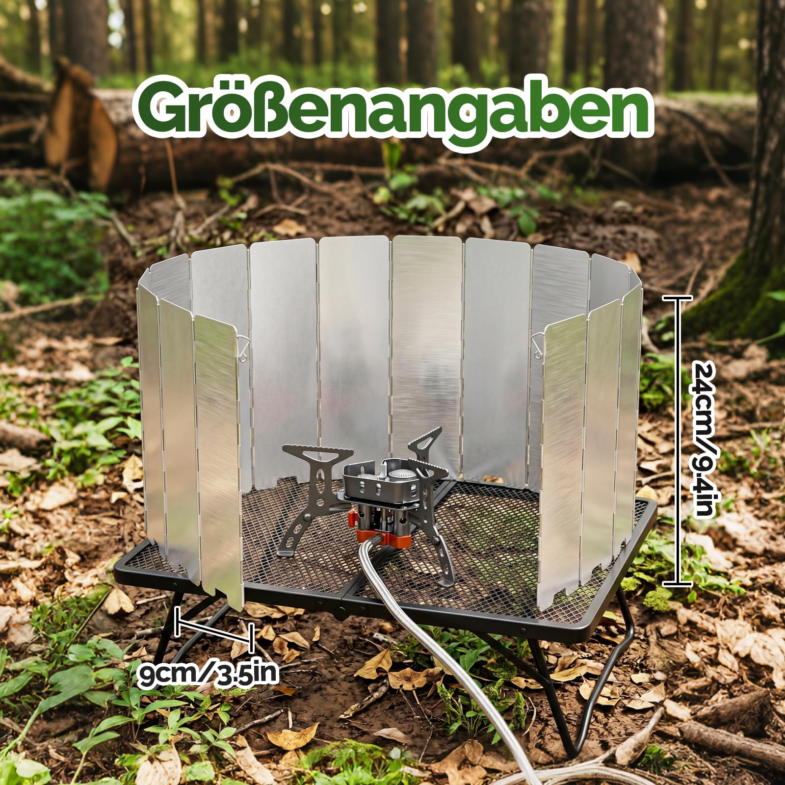 Camping Gaskocher Windschutz 16 Platten Faltbarer Outdoor Windschutz für Gasherd