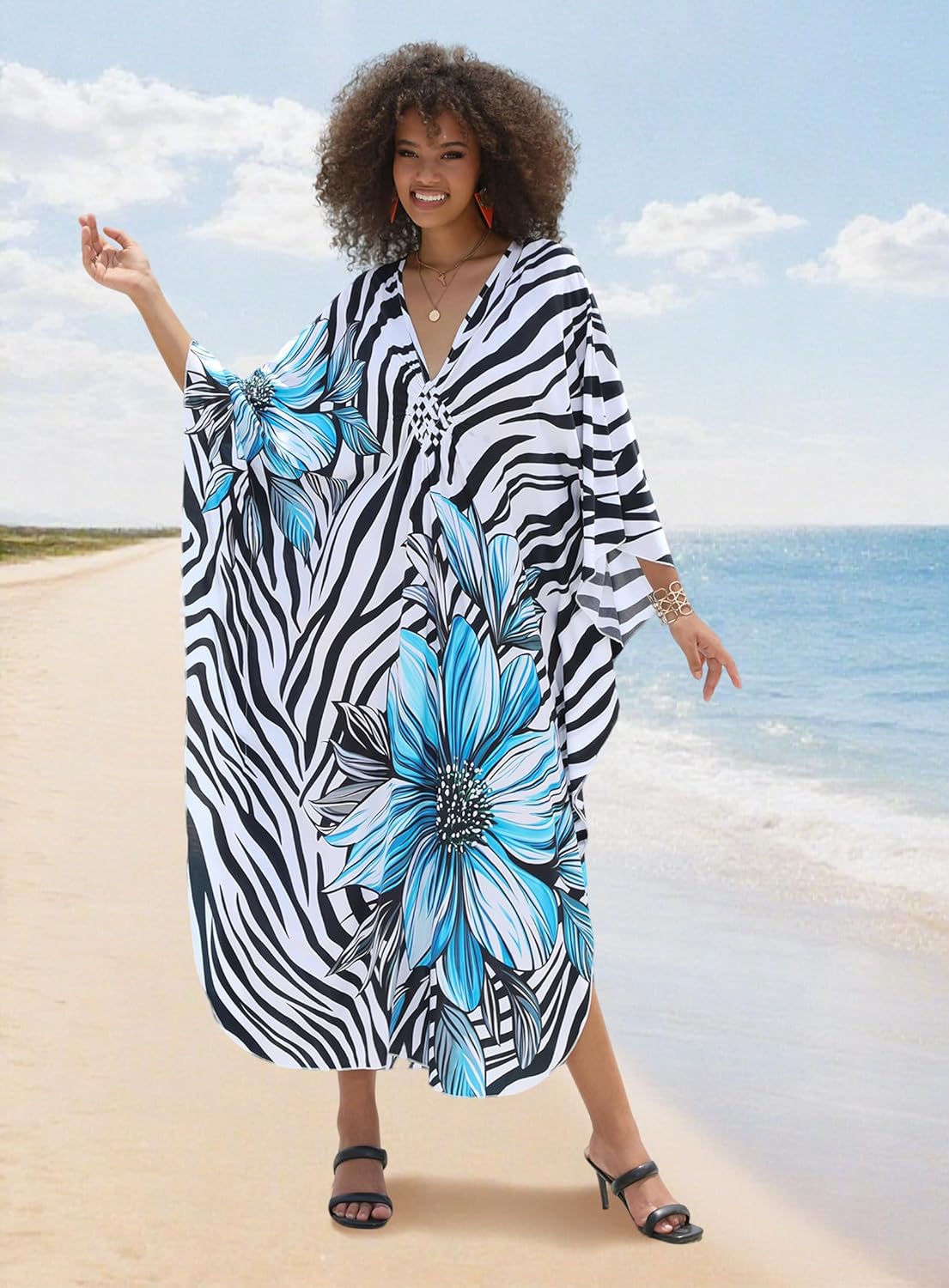 Caftans for Women Beach Cover Up Swimsuit Coverups Swimwear Tropical Dresses 2025 Summer Kaftan Dress - Image 6