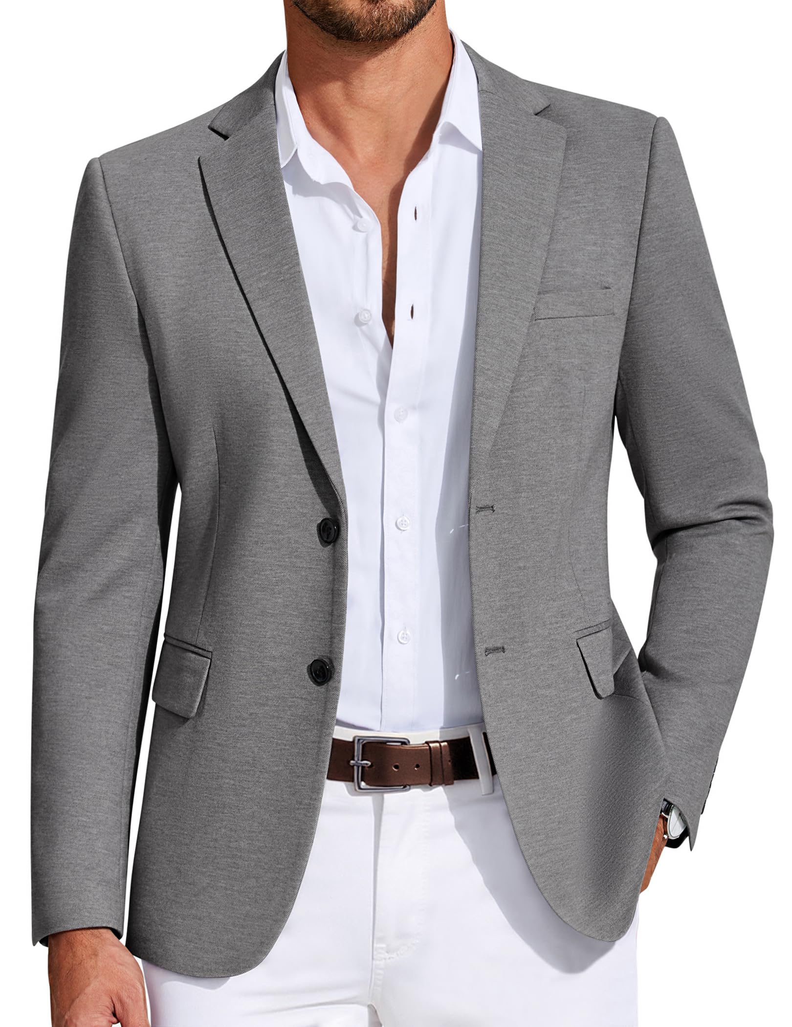 Photo 1 of COOFANDY Mens Sport Coat Blazer Casual Slim Fit Lightweight Stylish Sport Jacket Grey, XXL