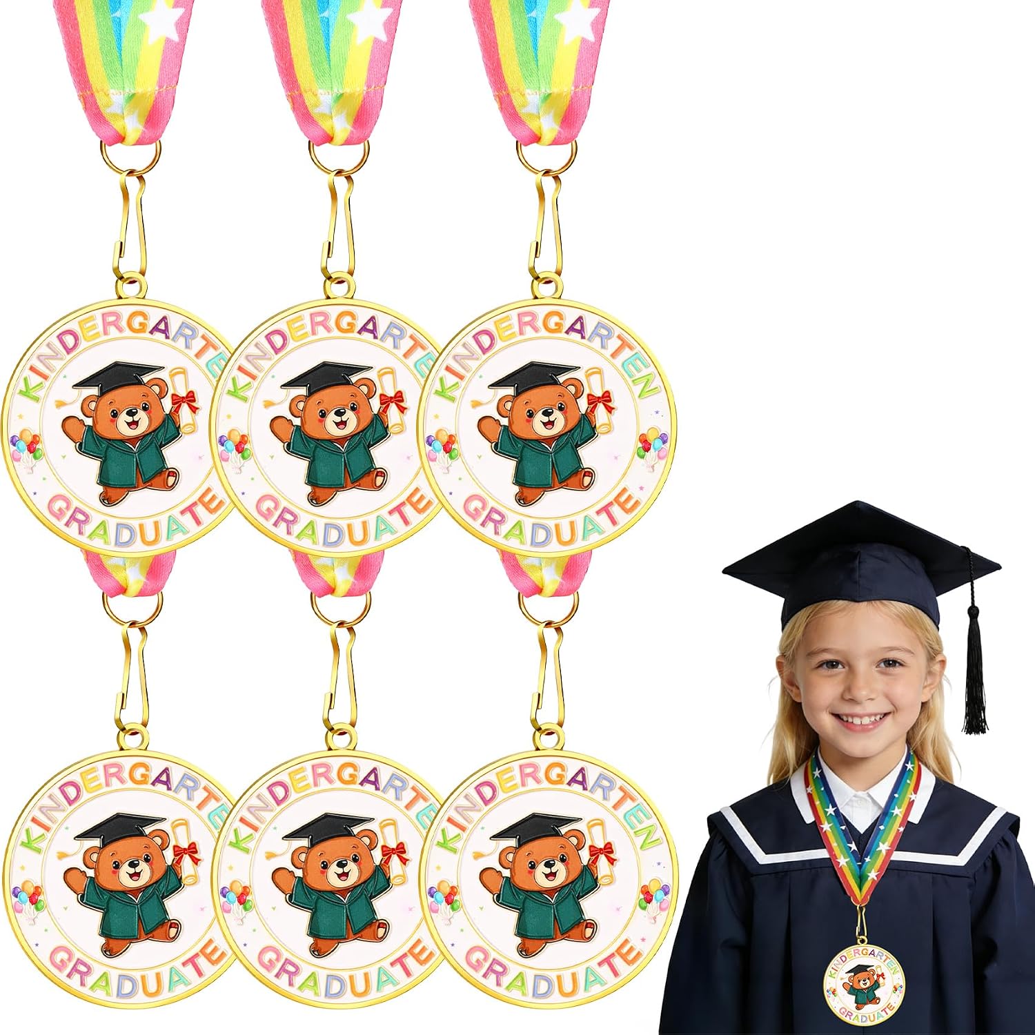 Preschool Kindergarten Graduation Medal Preschool Kindergarten Congrats Graduation Medal Metal Medals for Awards Medallion with Neck Ribbon Preschools Kindergartens Graduations Gifts Party Decoration