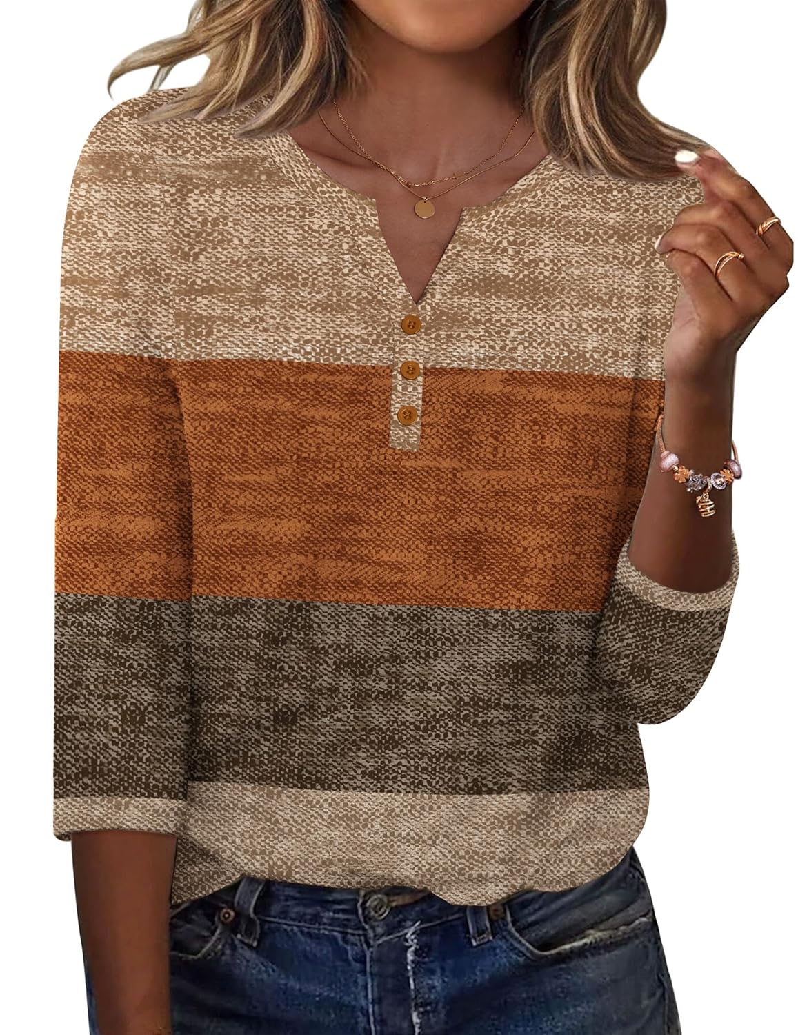 Zeagoo 3 4 Length Sleeve Womens Tops Casual Dressy Summer Blouses Buisness Work Spring Tee Shirts