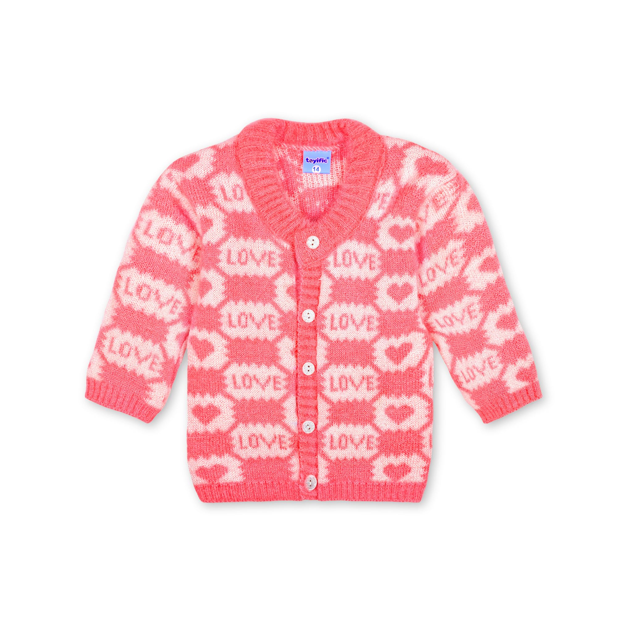 Only 4 Baby Unisex New Born Baby Boys/Girls Pink Woolen Front Open Sweater Set with Pyjami, Cap and Pair of Booties for Toddlers - Image 2 thumbnail