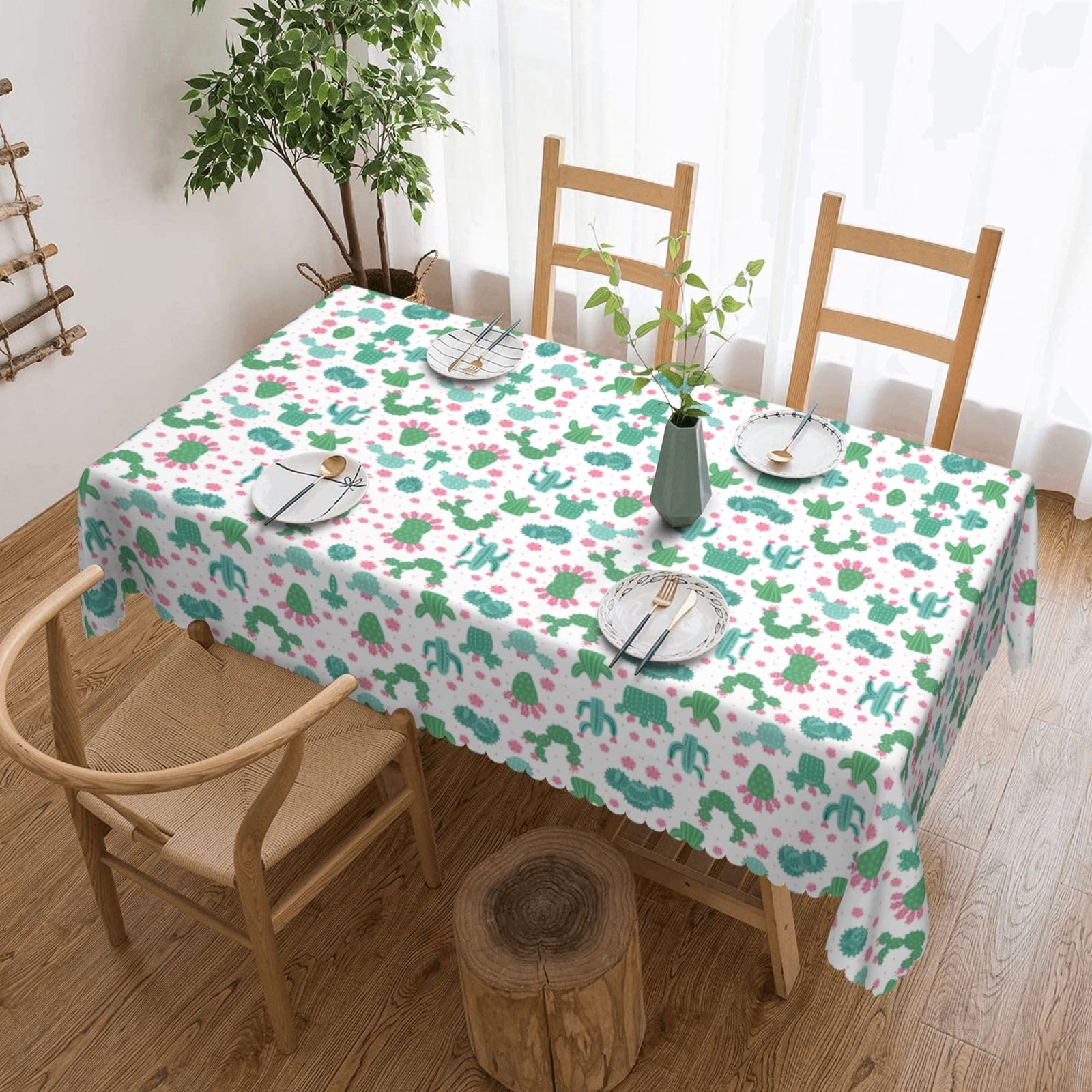 MROWYC Cute Cactus Seamless Illustration Printed tablecloths are suitable for hotels, picnics, and parties, and can effectively protect the tabletop