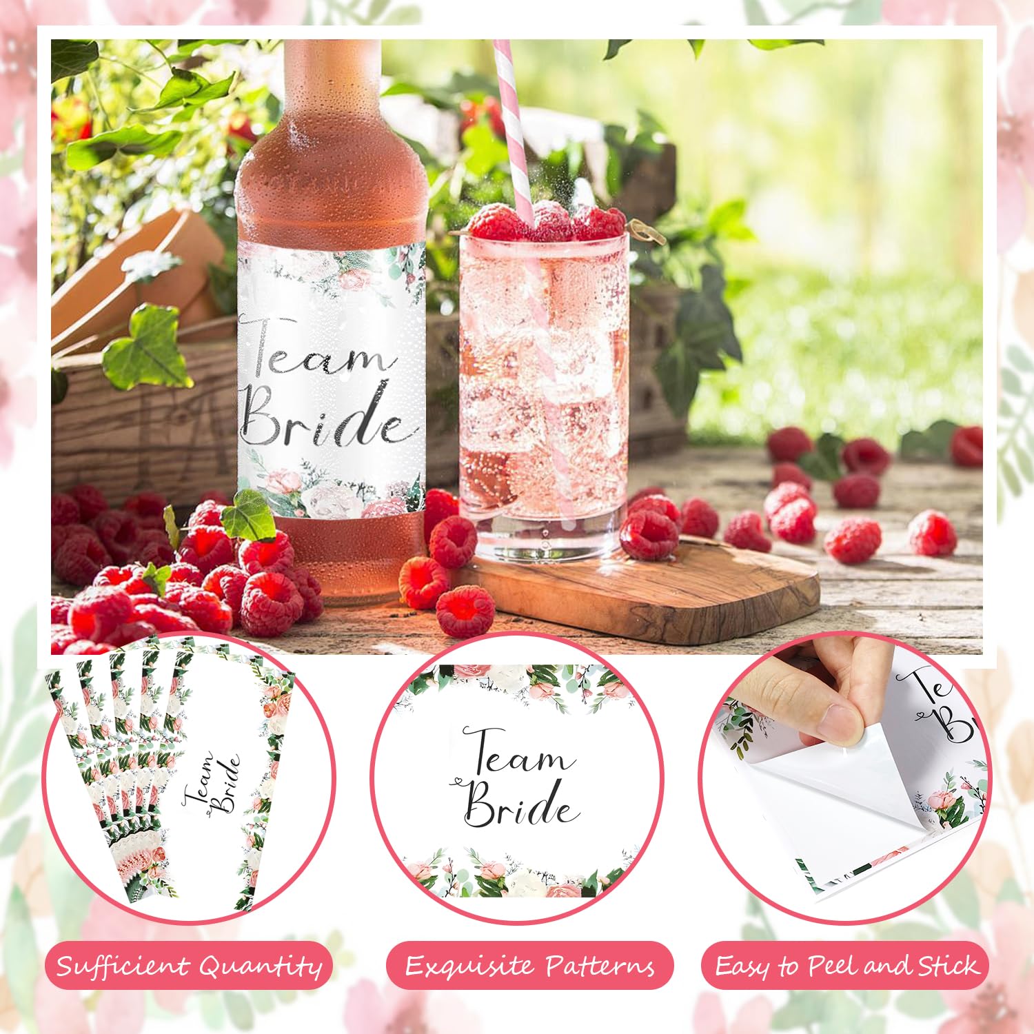 Etiquetas Personalizadas para Botella de Agua 40 Piezas Boda con Pajitas Papel
