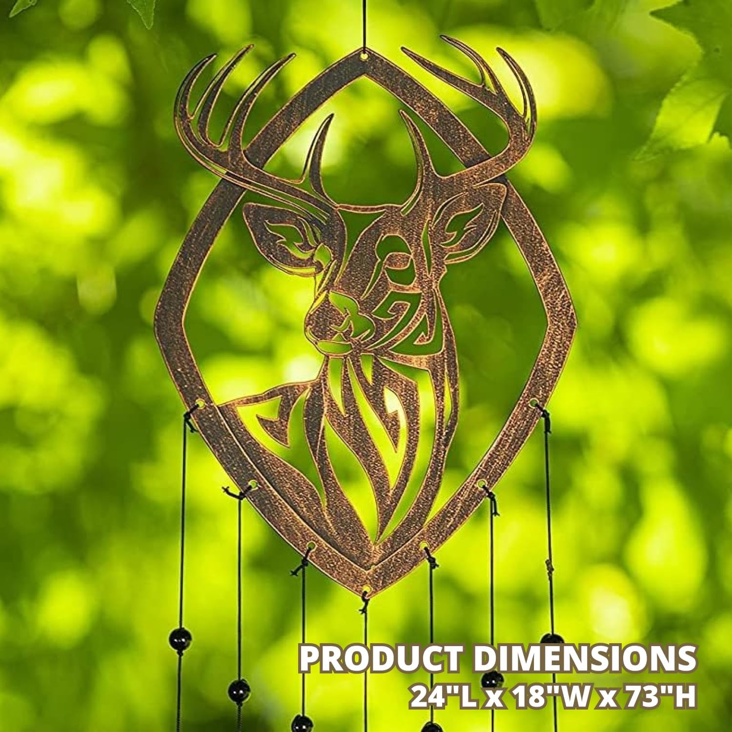 VP Home 29" H Rustic Whitetail Deer Wind Chimes for Outside Unique Whitetail Deer Windchimes Outdoor Decorations Garden Decor Deer Gift for Women, Mom, Grandma, Unisex