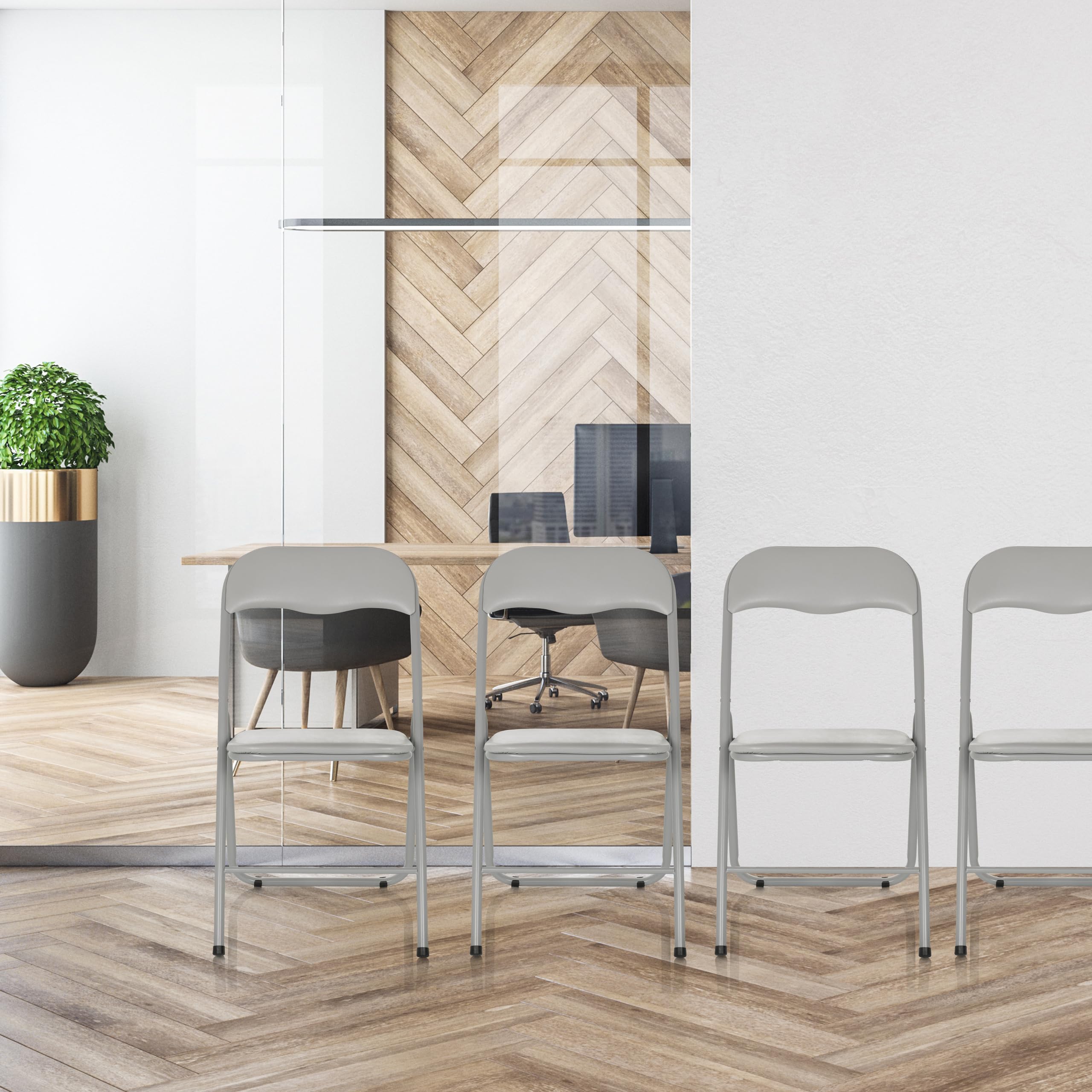 hjh OFFICE TUDELA Basic Klappstuhl gepolstert Besucherstuhl bis 120kg Grau