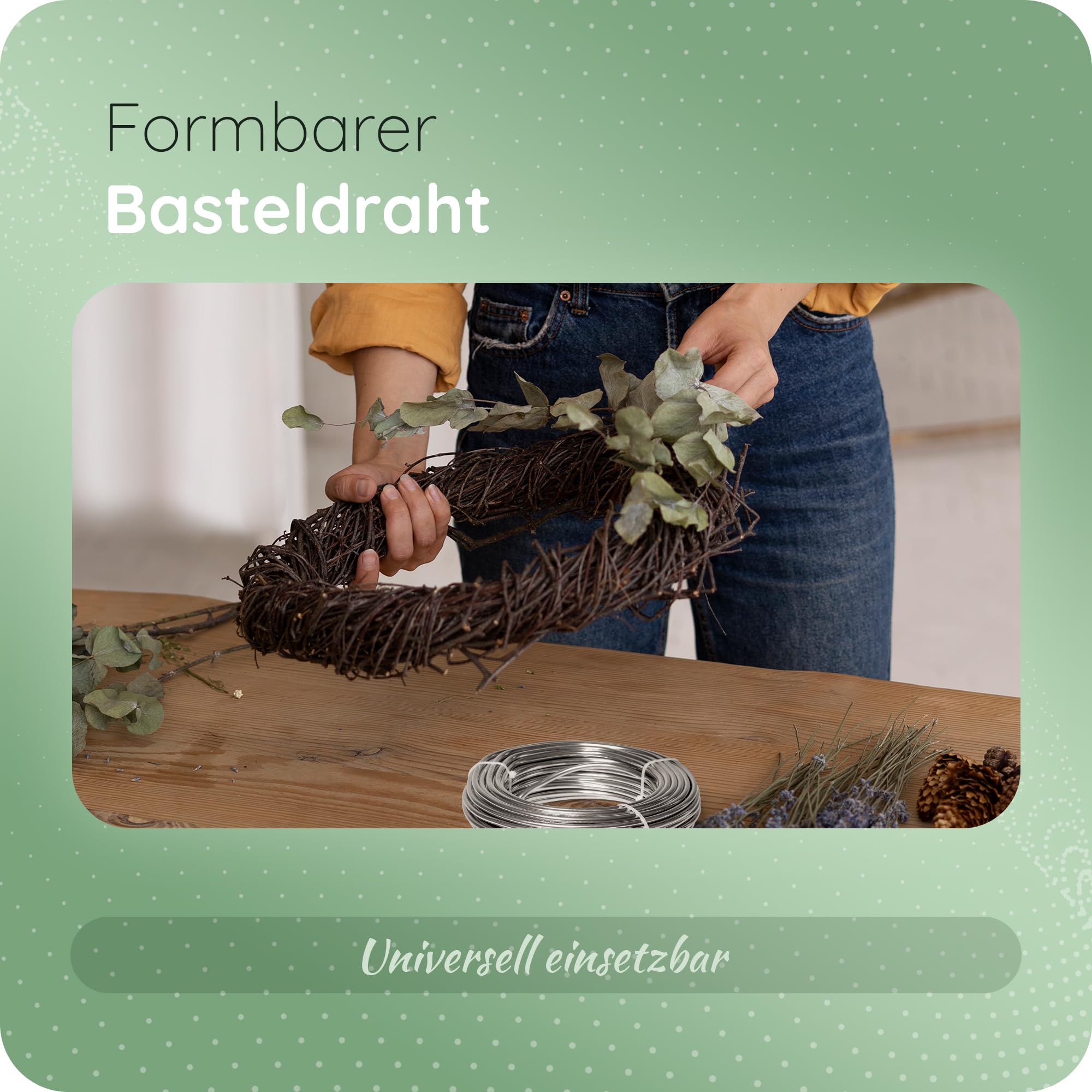 Novaliv 95 Meter Aluminiumdraht 5mm Silber, Basteldraht ideal als Biegedraht zum basteln, Vielseitig für DIY-Projekte und Dekorationen, 19m Rolle Dekodraht, Schmuckdraht, Blumendraht, Laternendraht
